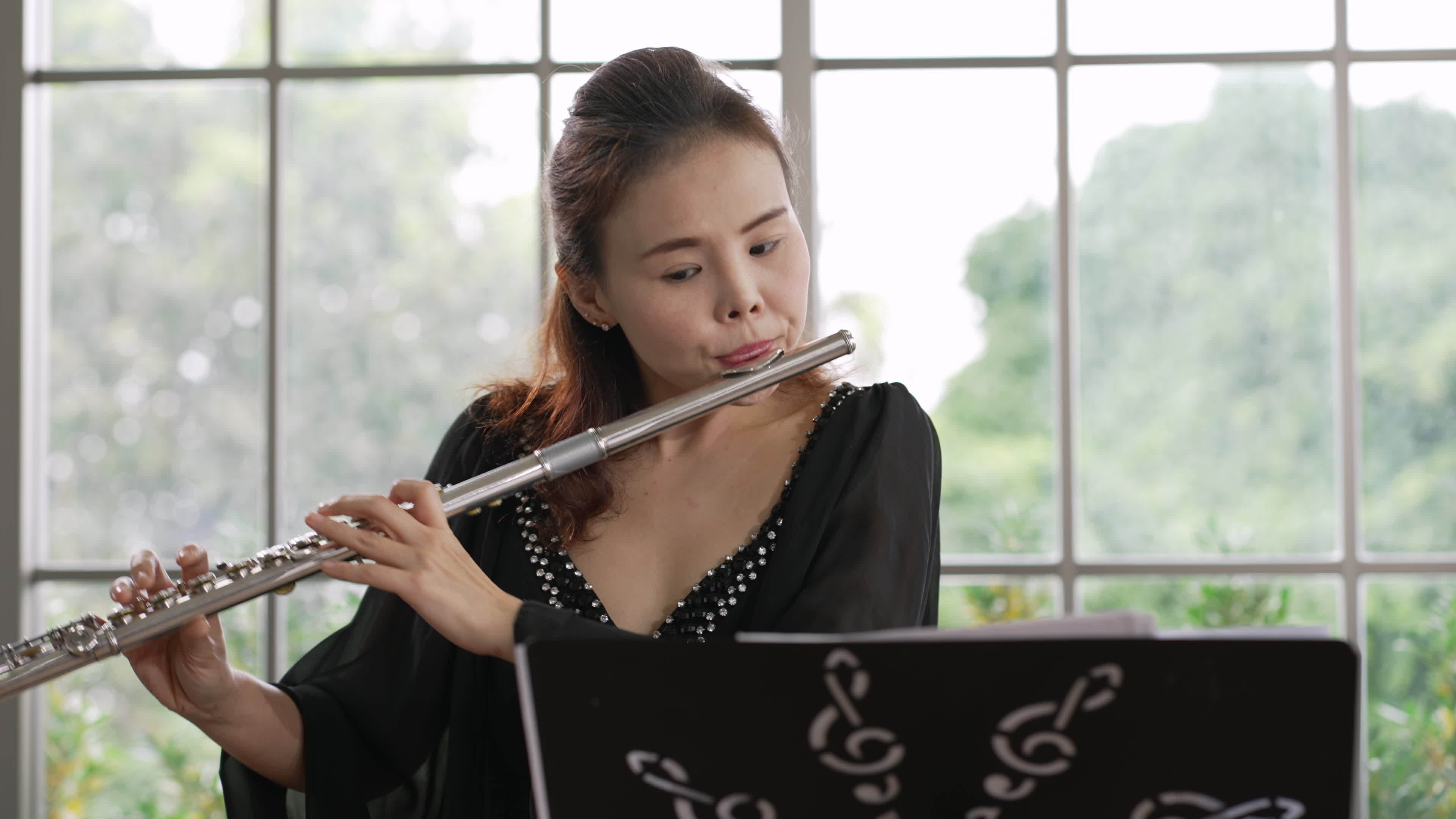 Musician playing flute, Captivating portrait, Harmonious performance, Artistic expression, 3840x2160 4K Desktop