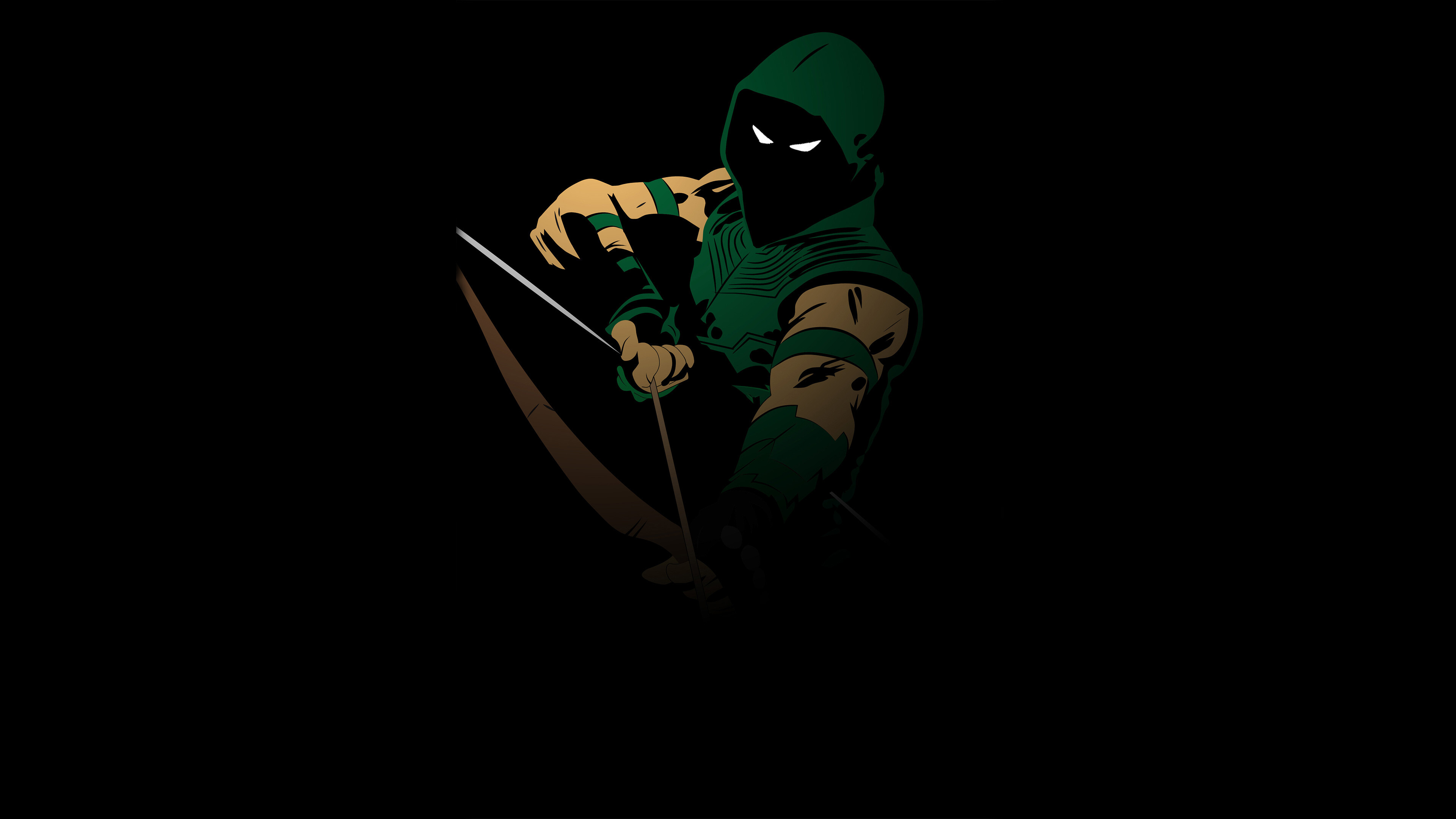 Green Arrow, Minimalistic 4K wallpaper, High-resolution artwork, Subtle design, 3840x2160 4K Desktop