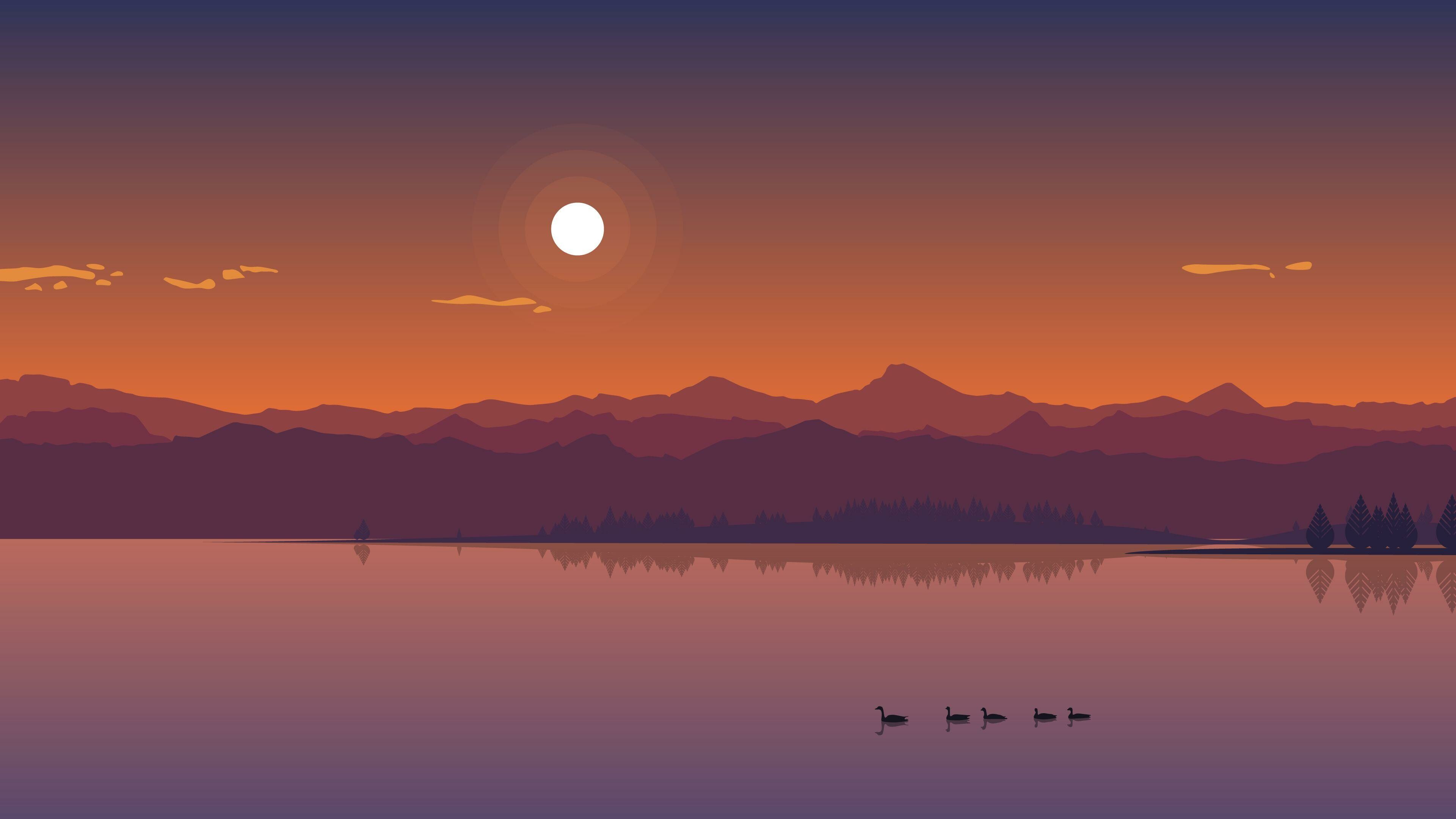 Minimalist sunset, Serene simplicity, Tranquil beauty, Elegant ambiance, 3840x2160 4K Desktop