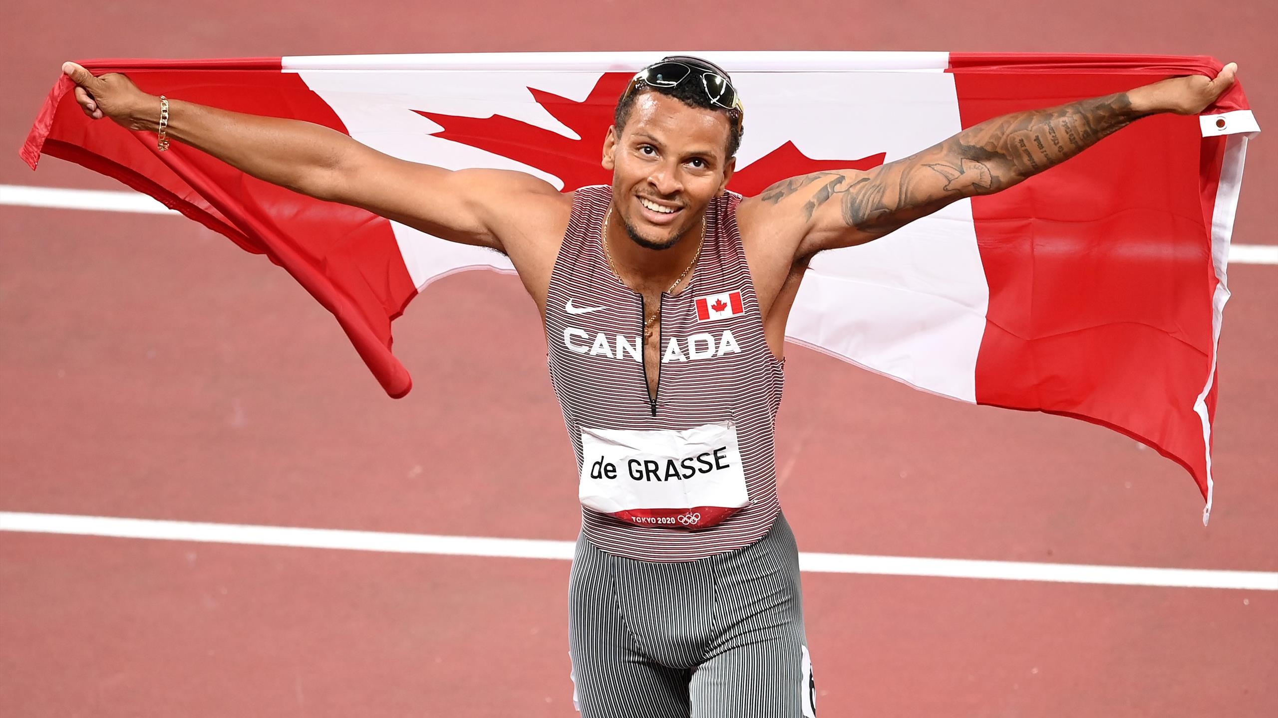 Andre De Grasse, Tokyo 2020, Upgrades Rio silver, Quickest time, 2560x1440 HD Desktop