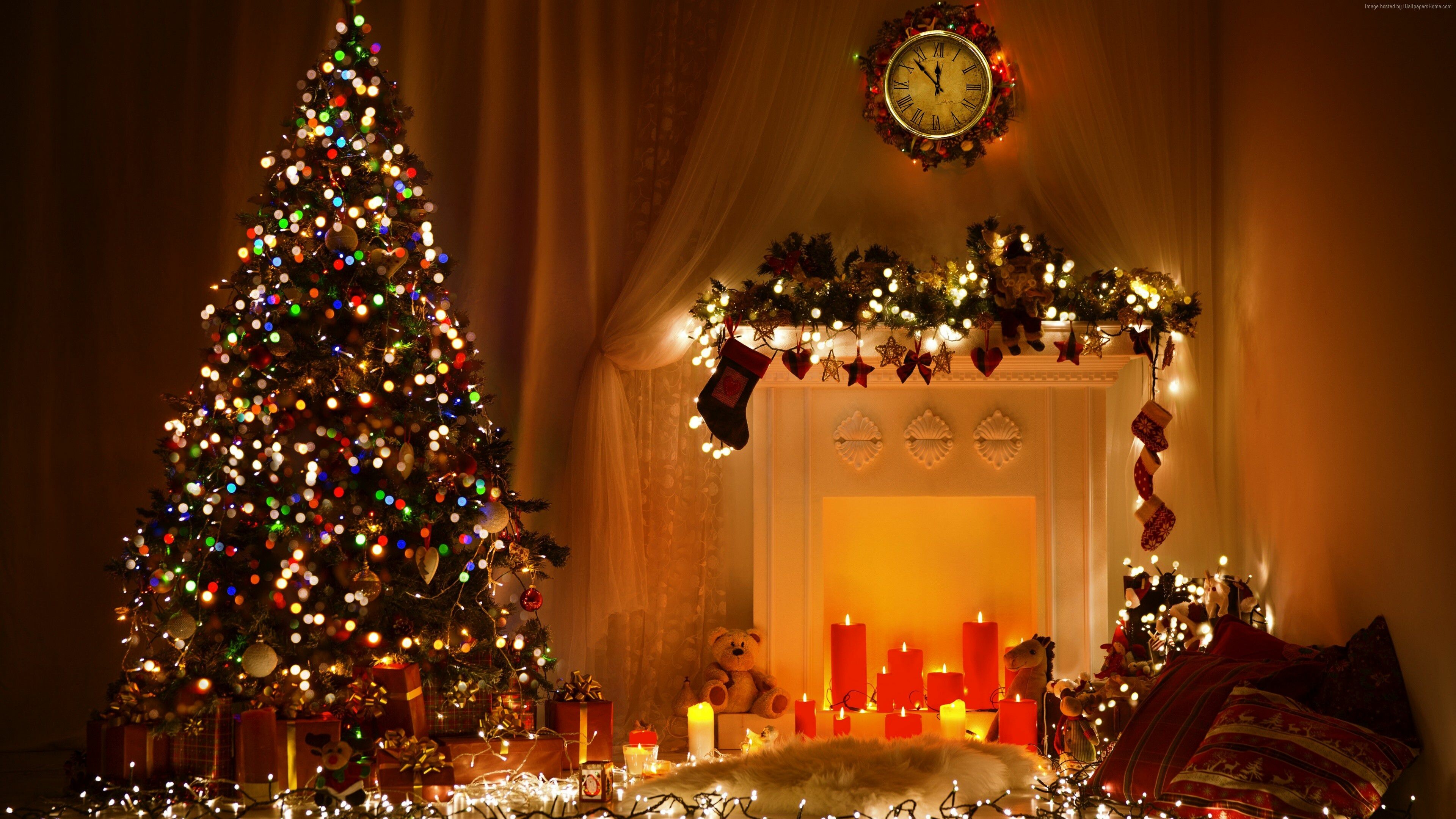 Candles, Christmas Fireplace Wallpaper, 3840x2160 4K Desktop