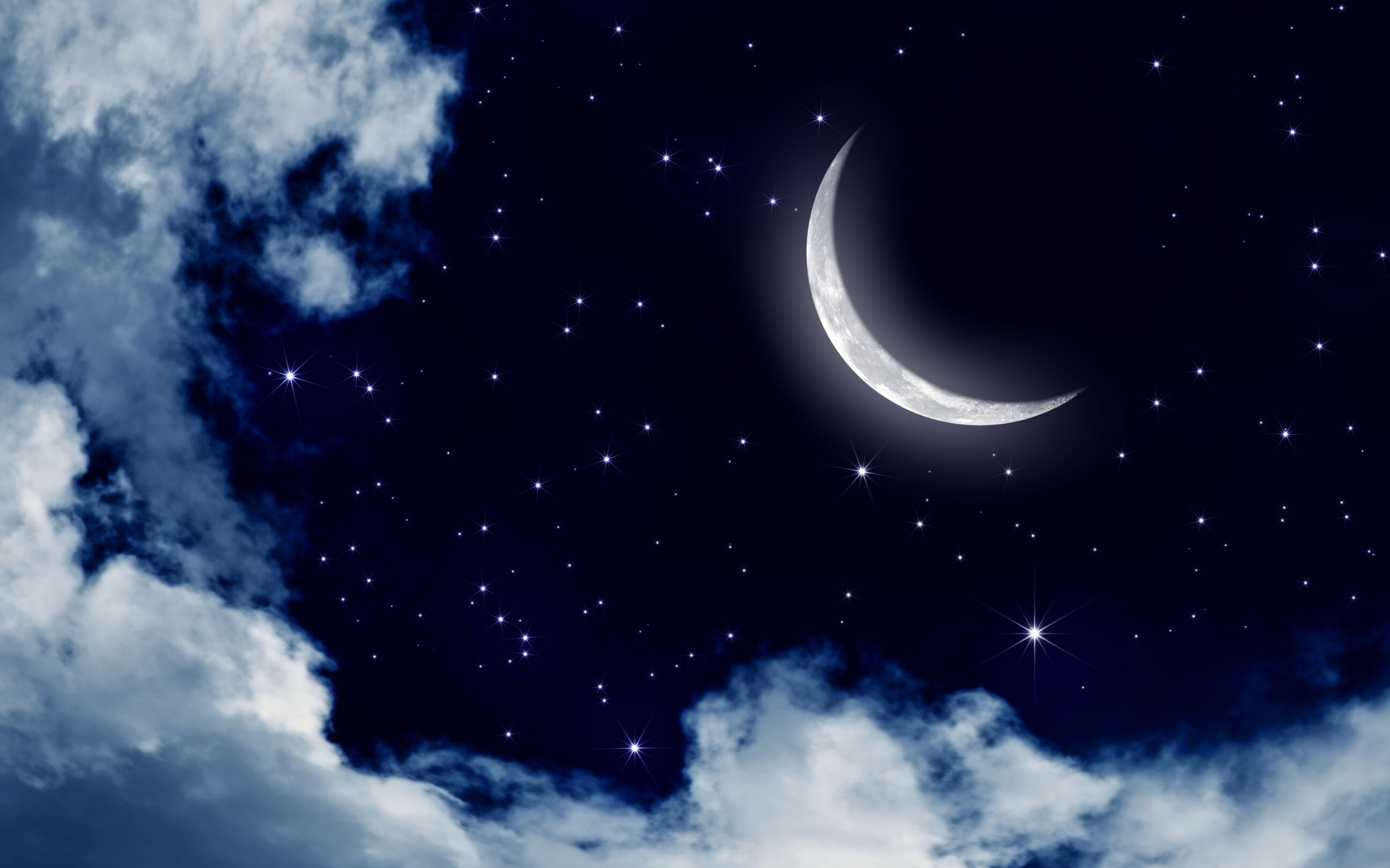 Waxing crescent, Moonlight Wallpaper, 2880x1800 HD Desktop