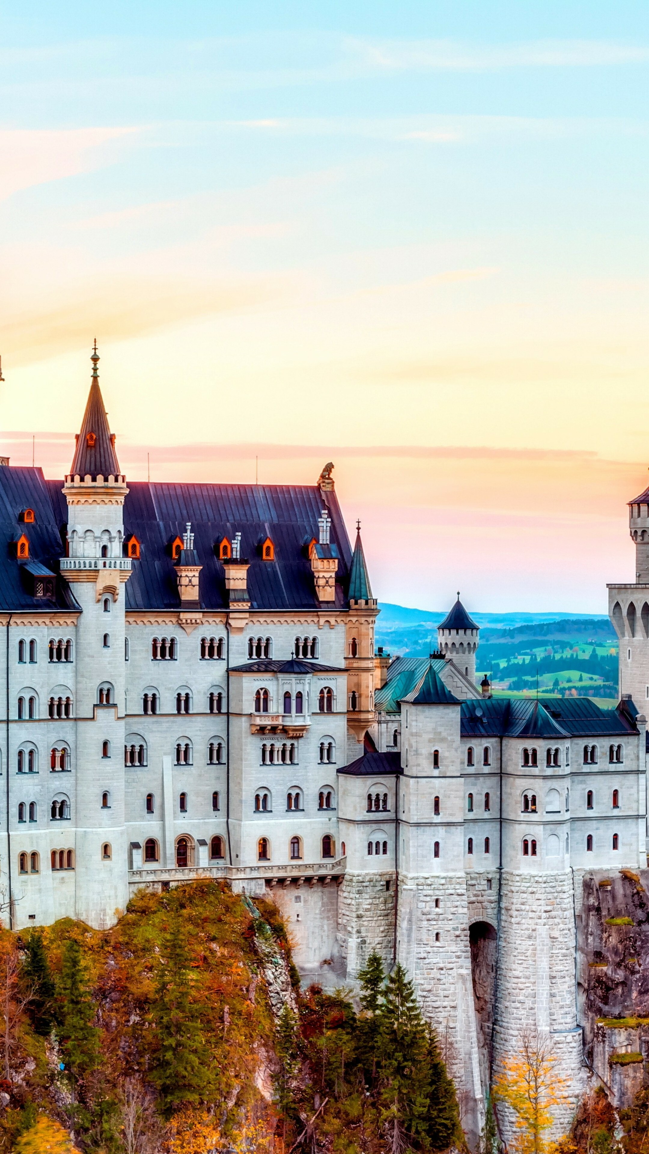 Neuschwanstein Castle, Alps, Autumn, Sky, 2160x3840 4K Phone