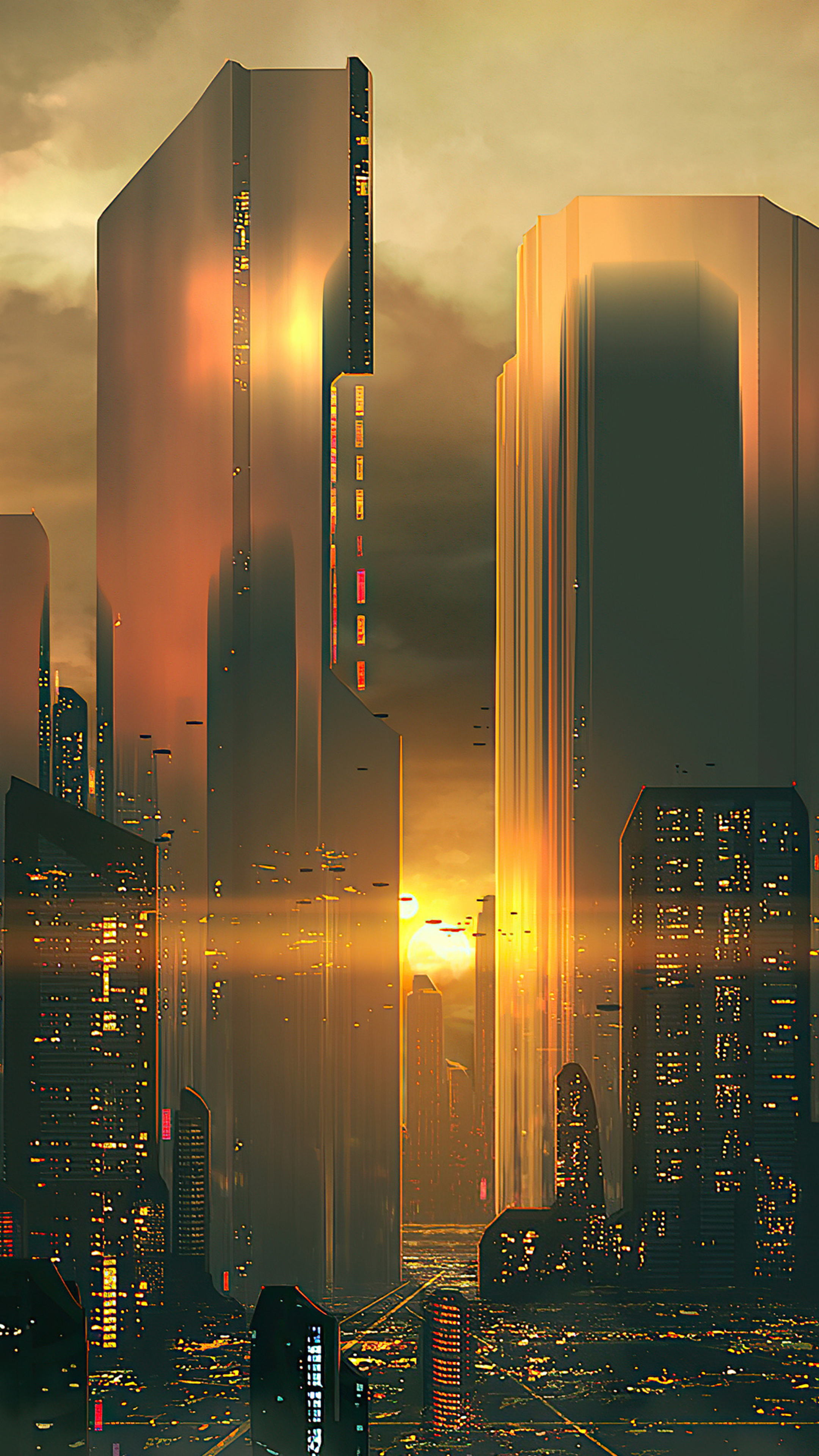 Silhouettes of future city, Sony Xperia x xz z5 premium, 2160x3840 4K Phone