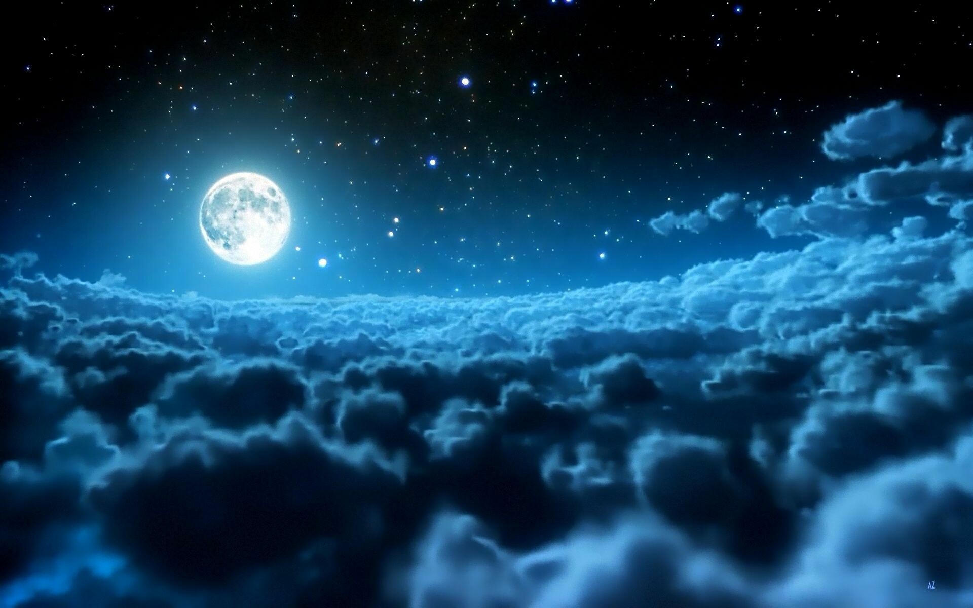 Cloudy moonlight, Night sky beauty, Heavenly glow, Enchanting scenery, 1920x1200 HD Desktop