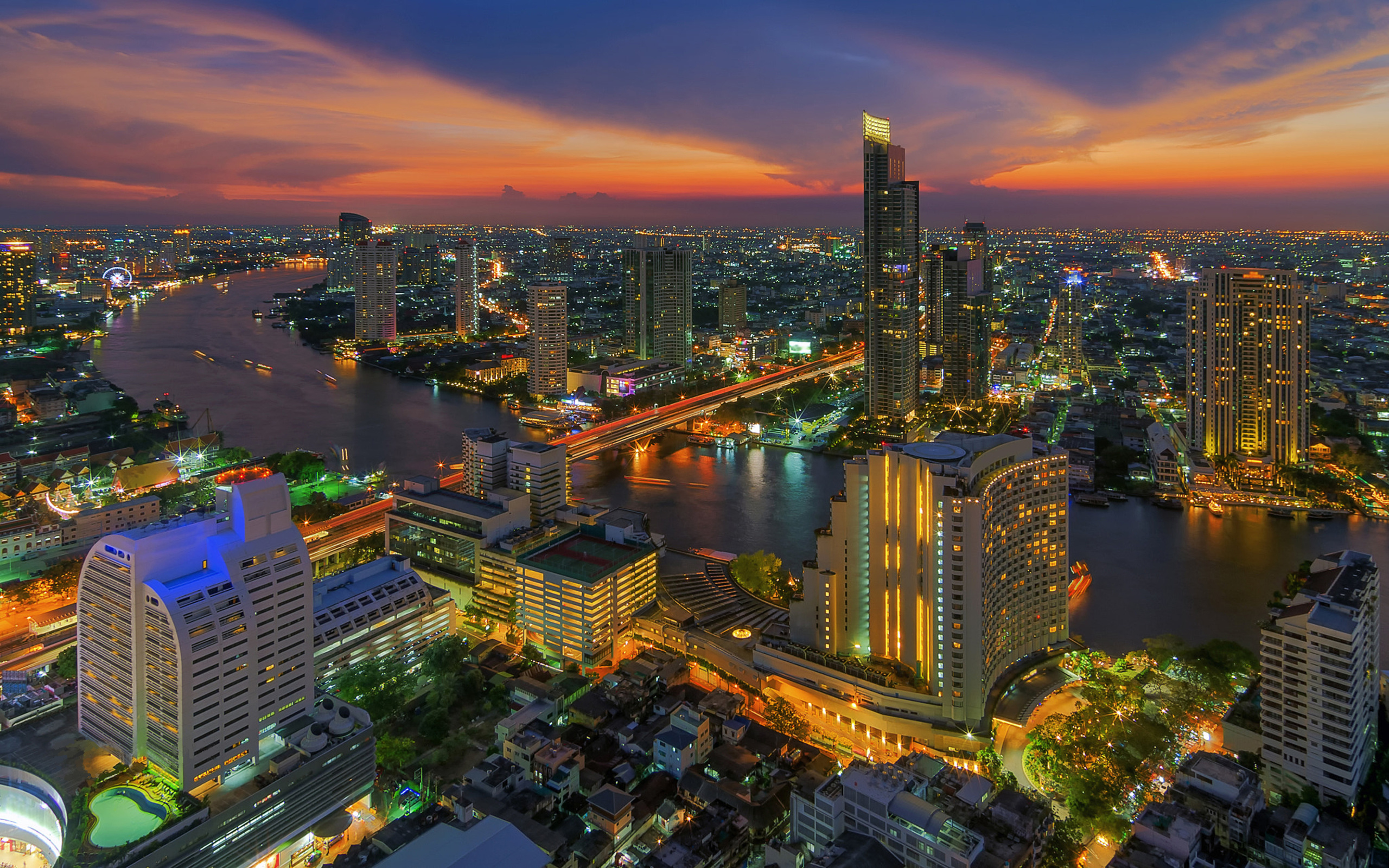 Night in Bangkok, HD wallpaper, Urban beauty, Captivating image, 2560x1600 HD Desktop