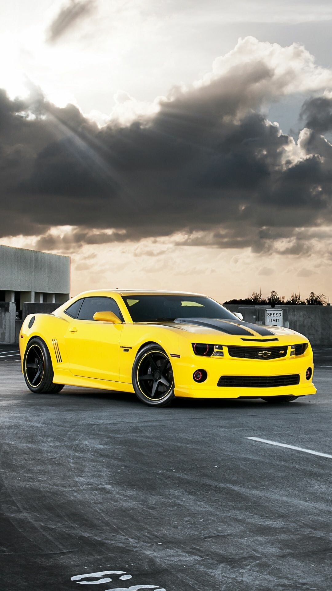 Yellow Transformers cars, Camaro, 1080x1920 Full HD Phone