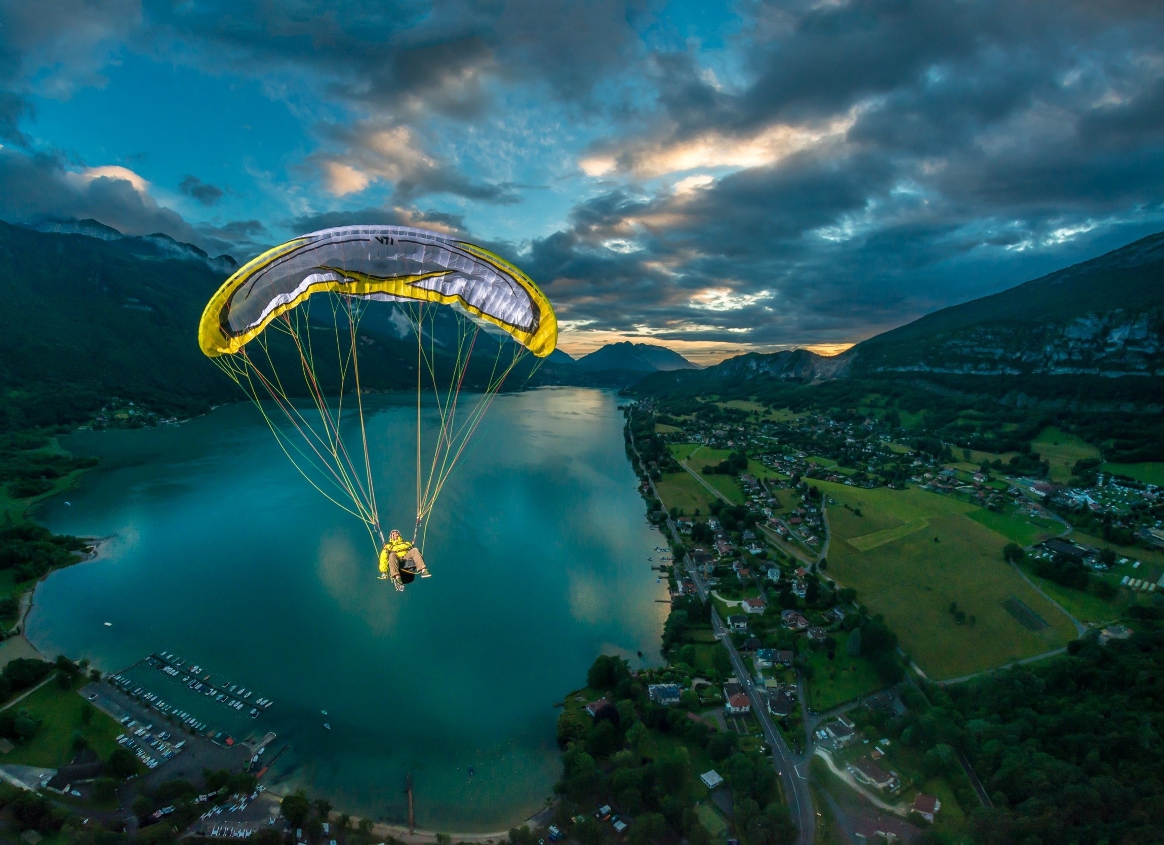 Paragliding sport, Nature landscapes, Aerial wonder, Captivating views, 2300x1670 HD Desktop