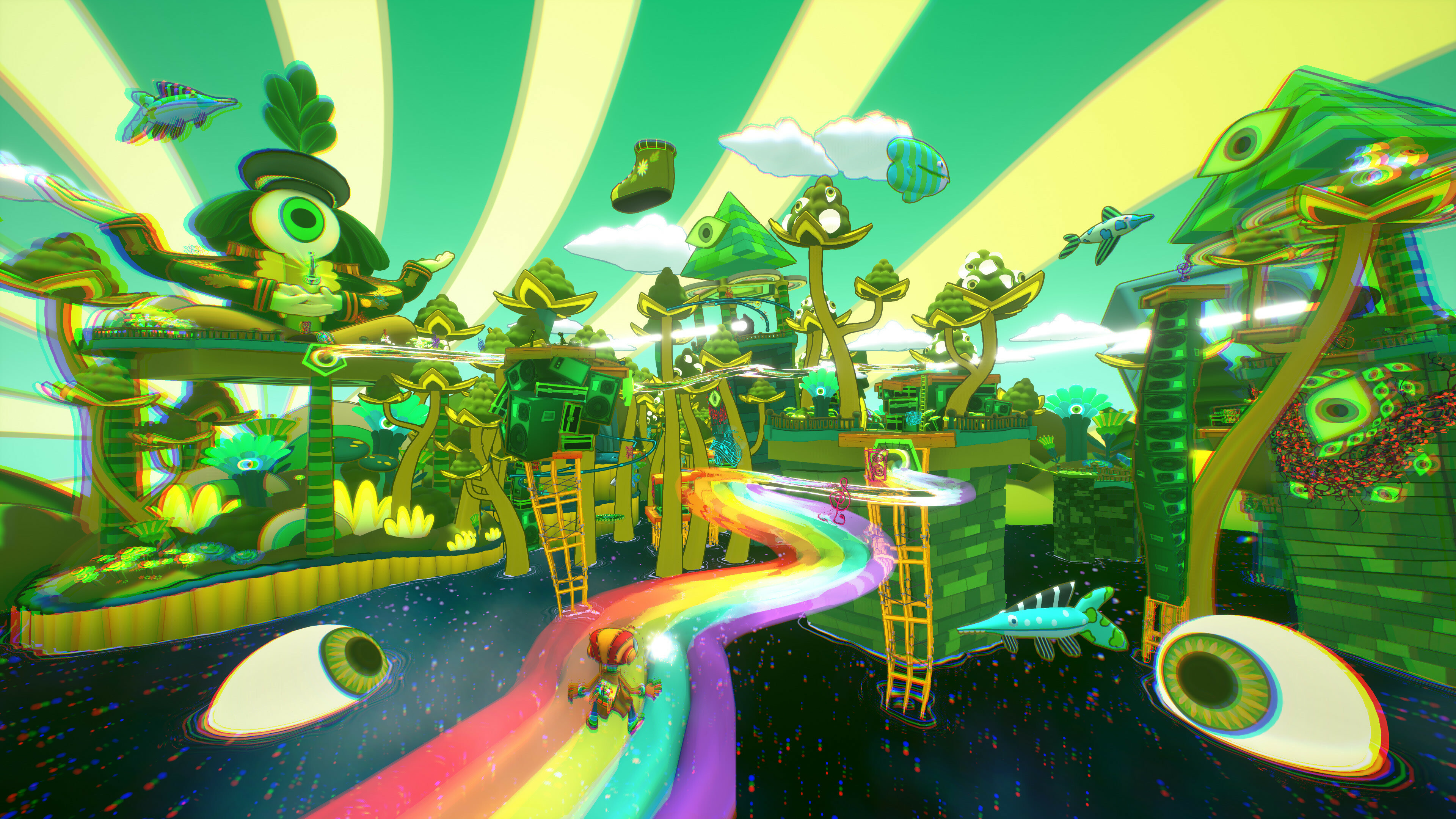 Psychonauts 2, Stunning 4K visuals, Psychedelic landscapes, Platforming excellence, 3840x2160 4K Desktop