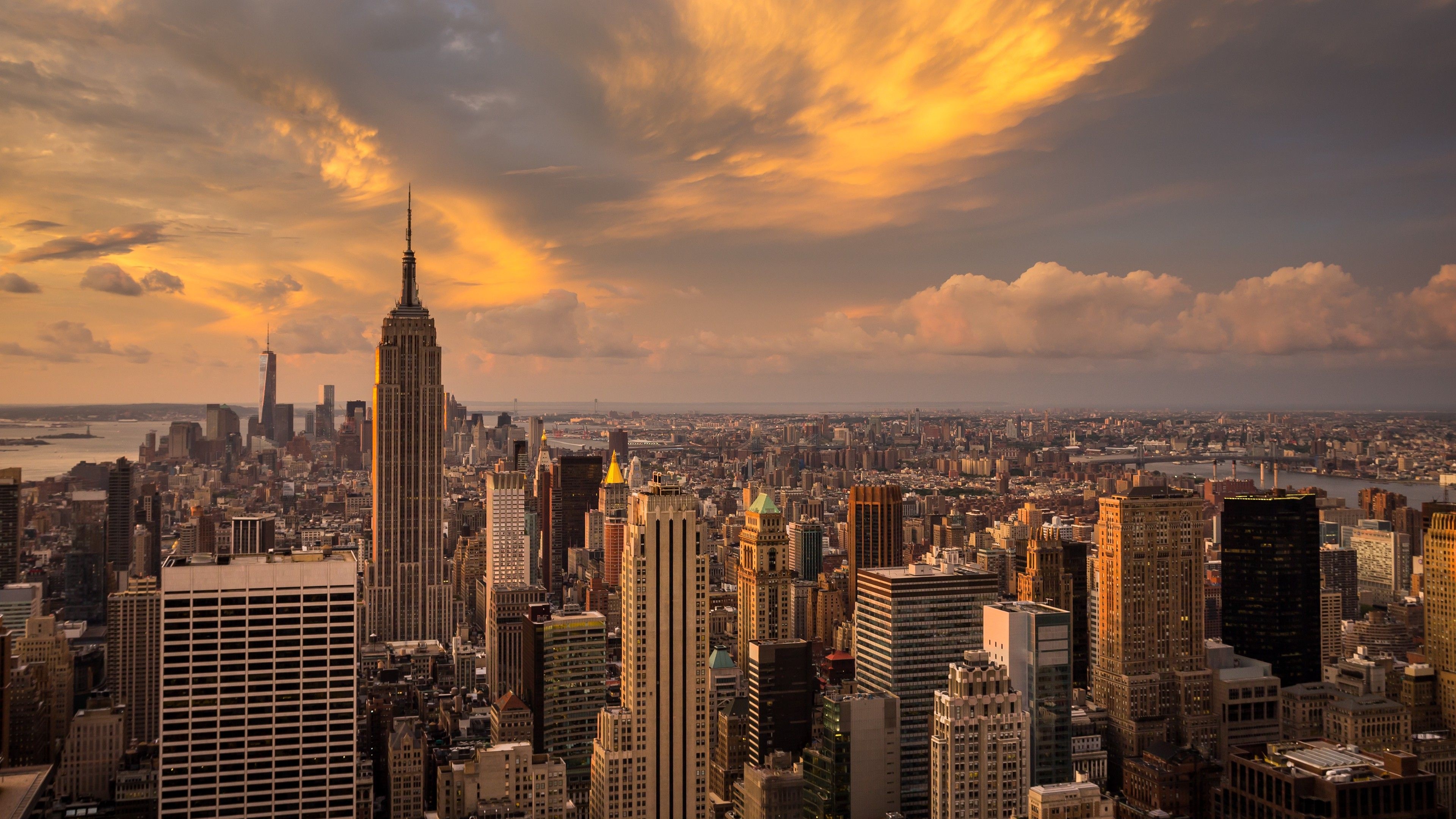 New York Sunset, Popular backgrounds, Vibrant wallpapers, Serene beauty, 3840x2160 4K Desktop