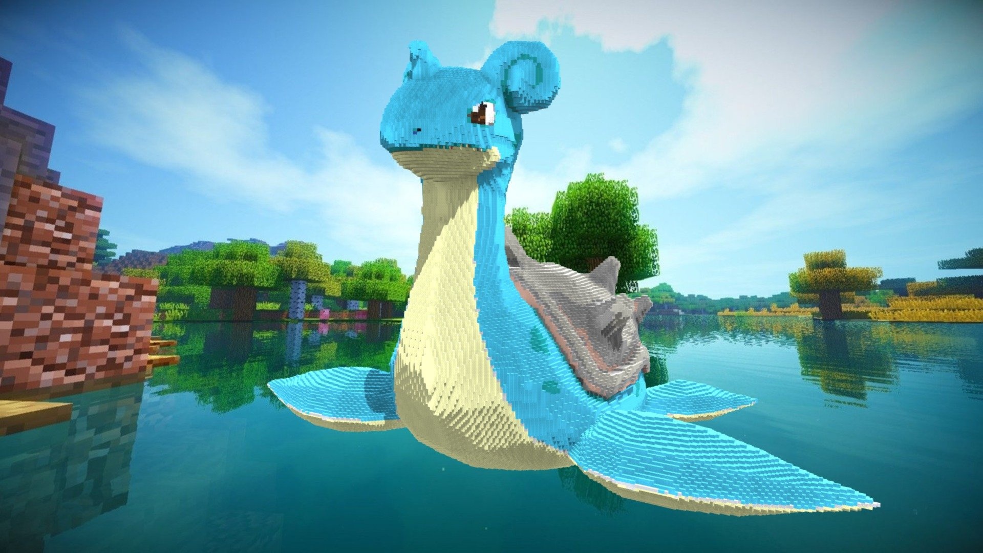 Lapras, Minecraft build, 3D model, Royalty-free, 1920x1080 Full HD Desktop