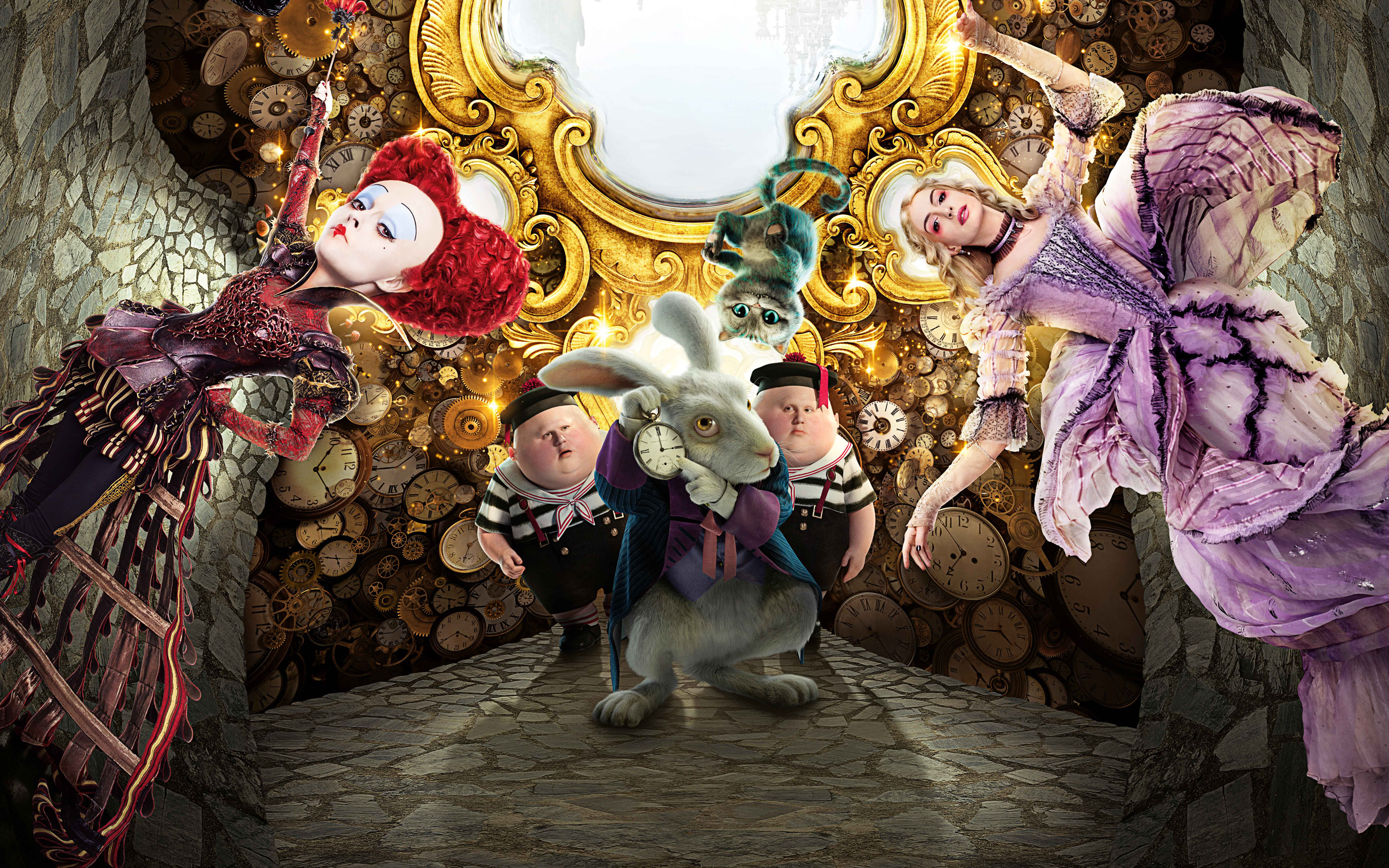 Alice through the looking glass, White Rabbit, Red Queen, White Queen, 2880x1800 HD Desktop