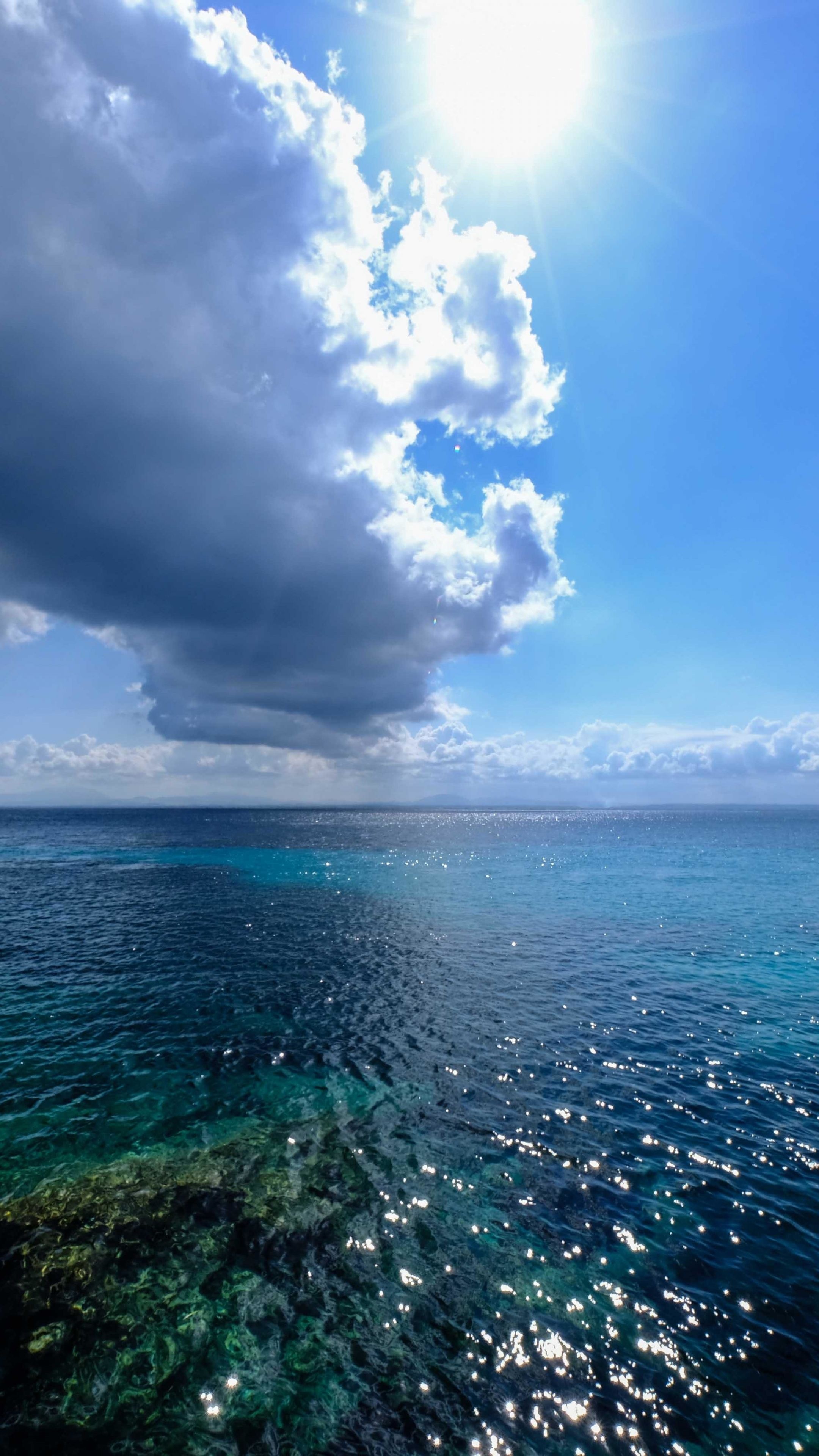 Blue sea clouds, Sunny day, Wallpaper, 2160x3840 4K Phone