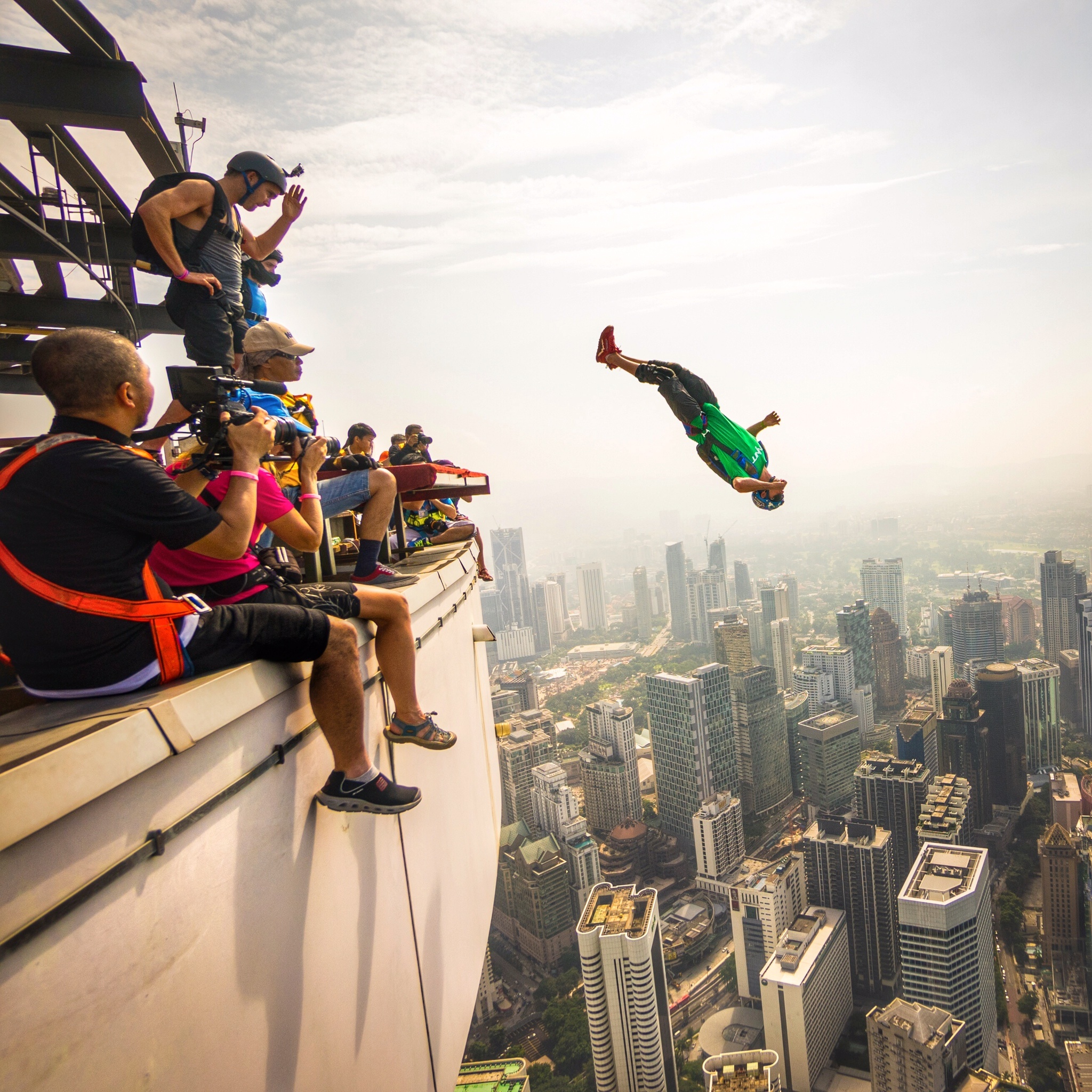 Kuala Lumpur Tower, BASE Jumping Wallpaper, 2050x2050 HD Phone