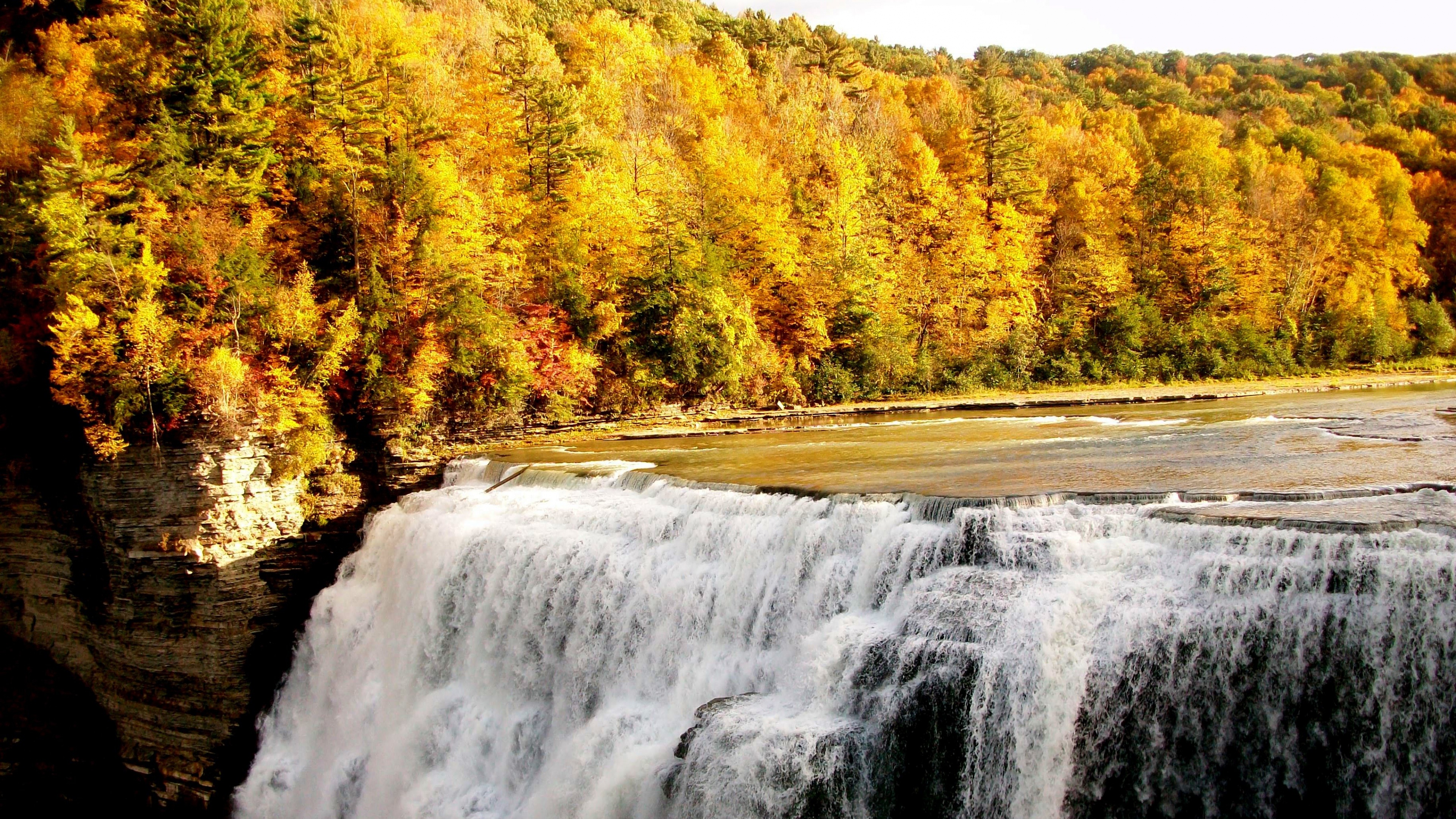 Waterfall, Fall Wallpaper, 3840x2160 4K Desktop