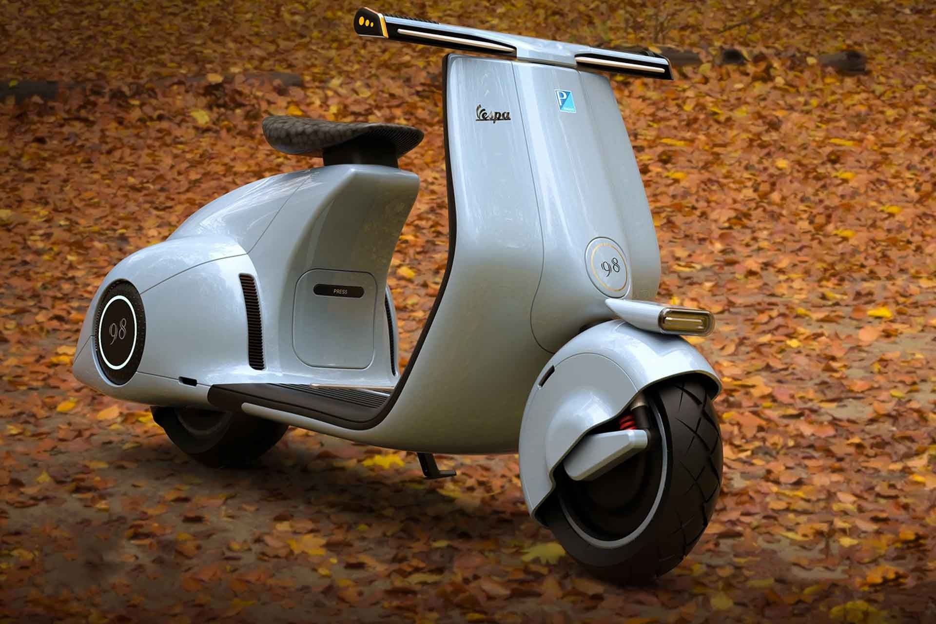 Mightyseed Vespa 98 electric concept, Futuristic Vespa design, Eco-friendly mobility solution, Innovative electric vehicle, 1920x1280 HD Desktop