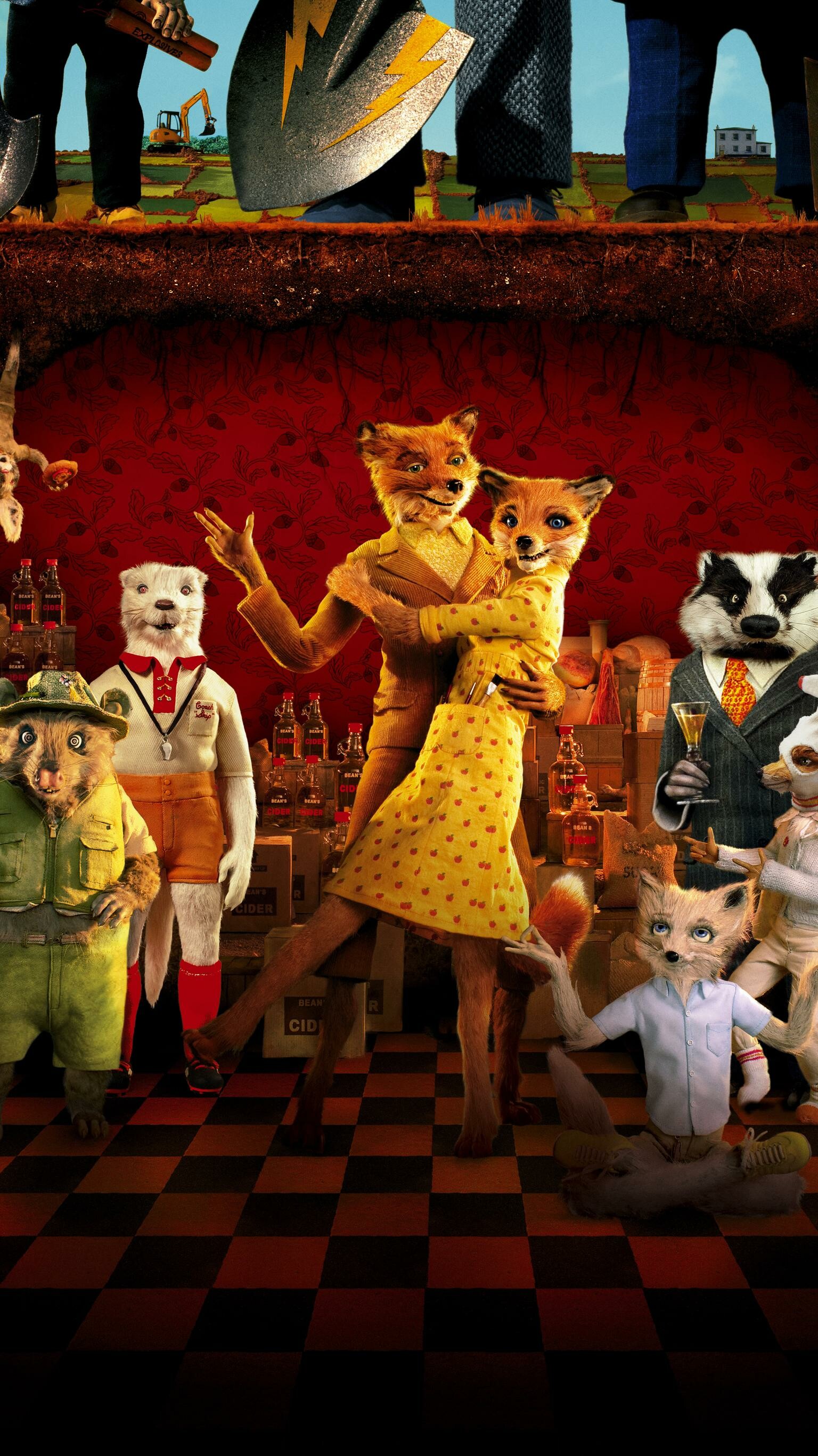 Main characters, Fantastic Mr. Fox Wallpaper, 1540x2740 HD Phone