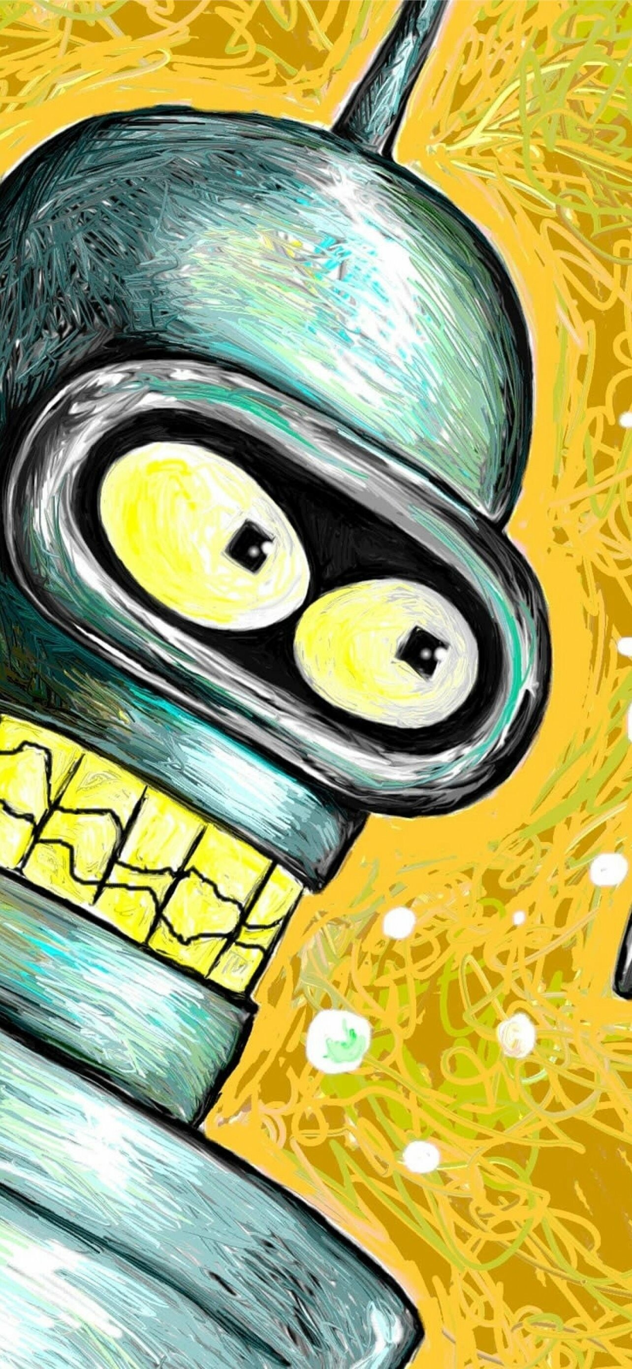 Futurama, Bender drawing, iPhone wallpapers, Digital artistry, 1290x2780 HD Phone