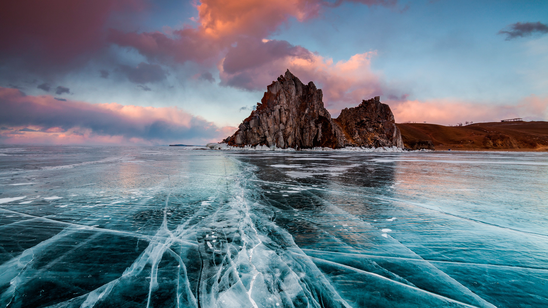 Winter lake Baikal, Nature wallpaper, Icy wonderland, Russian charm, 1920x1080 Full HD Desktop