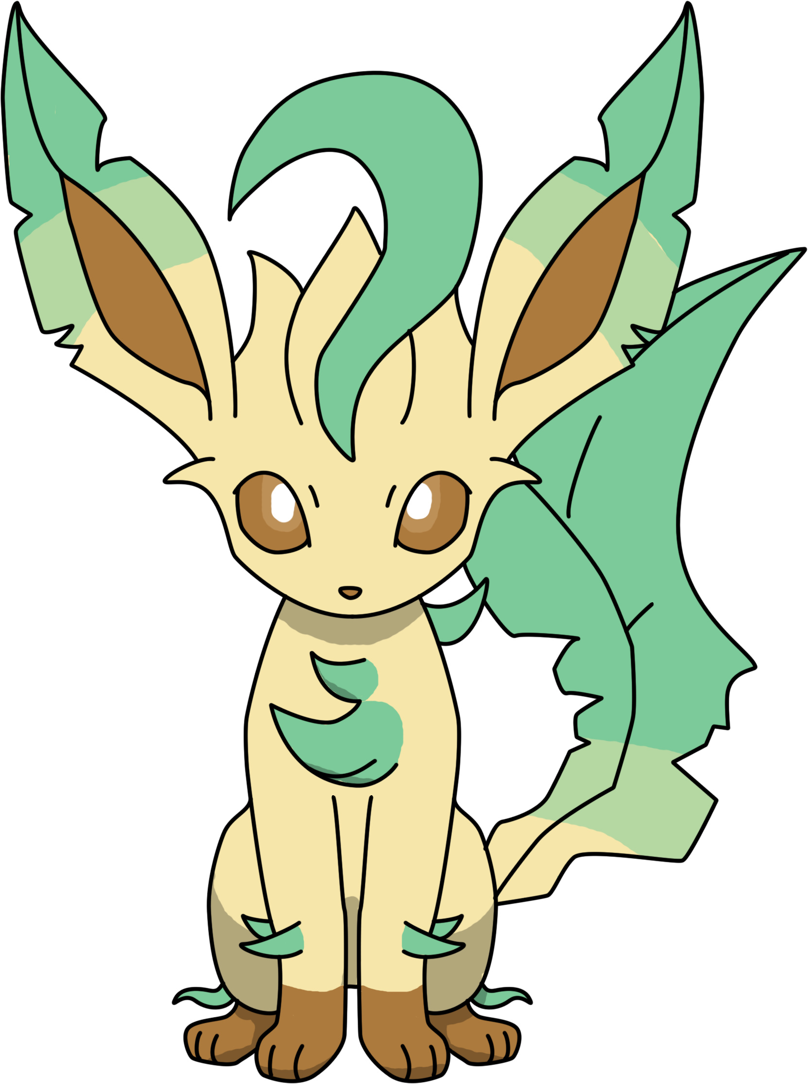 Leafeon sitting PNG, Proteusiii, Pokemon, 1670x2230 HD Phone