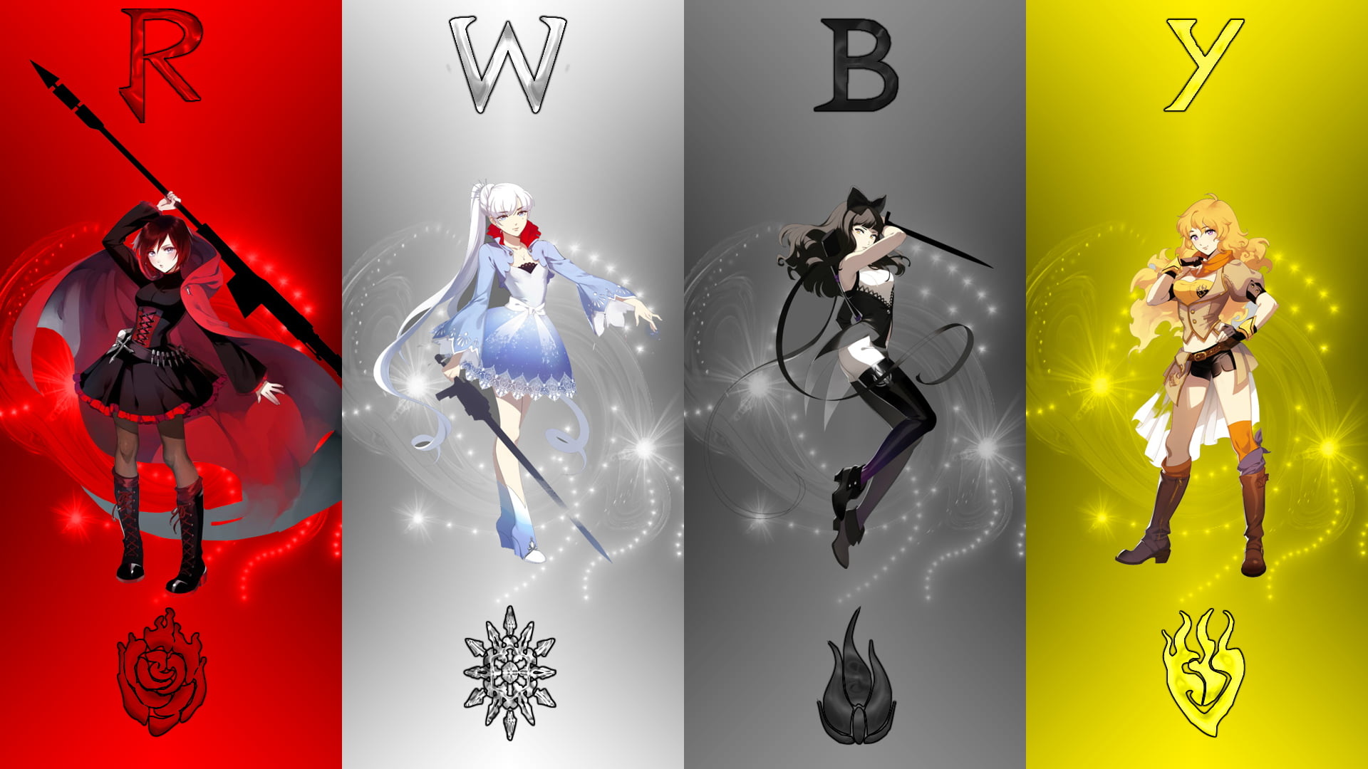 RWBY anime, Weiss Schnee, Ruby Rose, Blake Belladonna, HD wallpaper, 1920x1080 Full HD Desktop