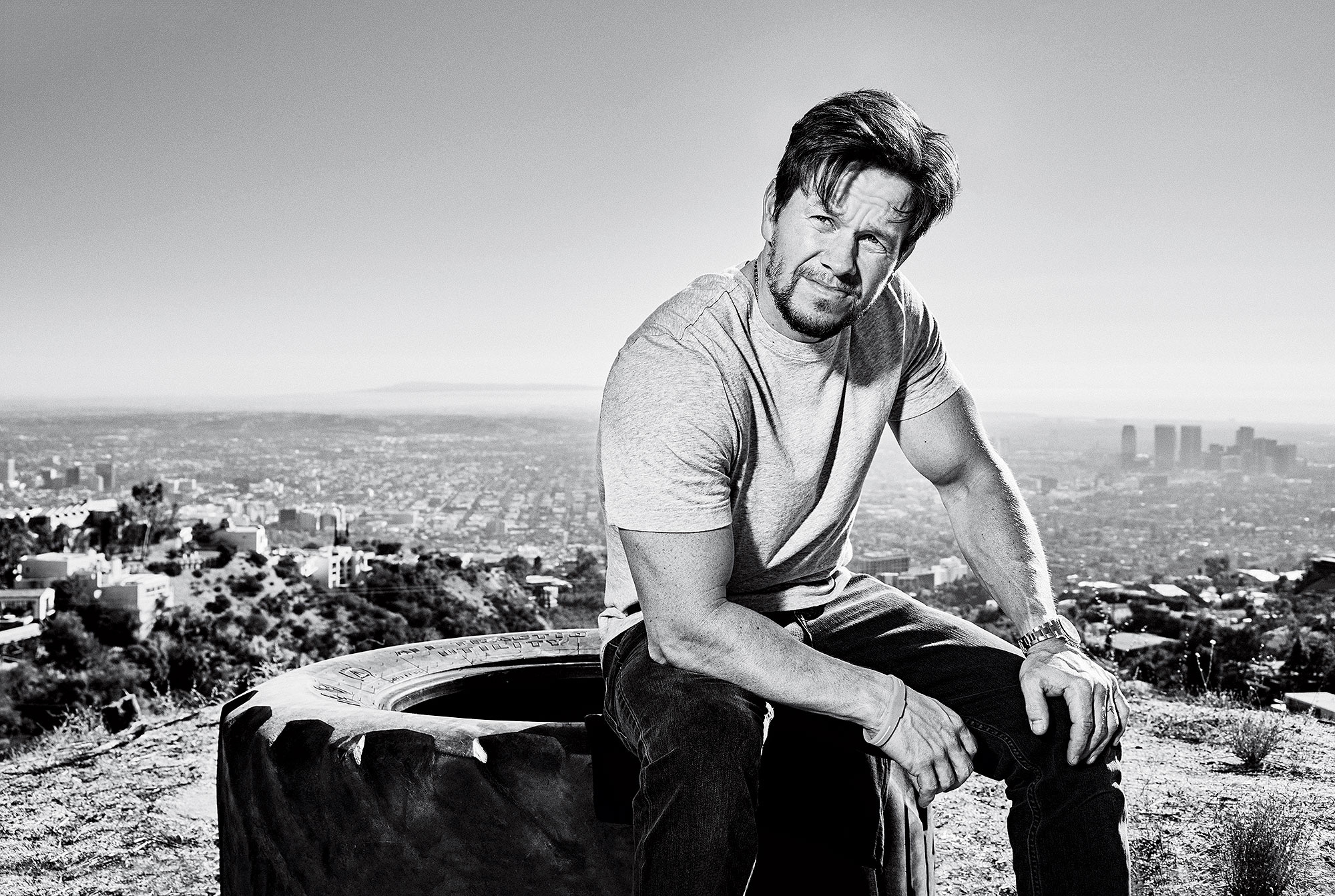 Mark Wahlberg, Men's Health, Monochrome HD, Celebrities, 2000x1350 HD Desktop