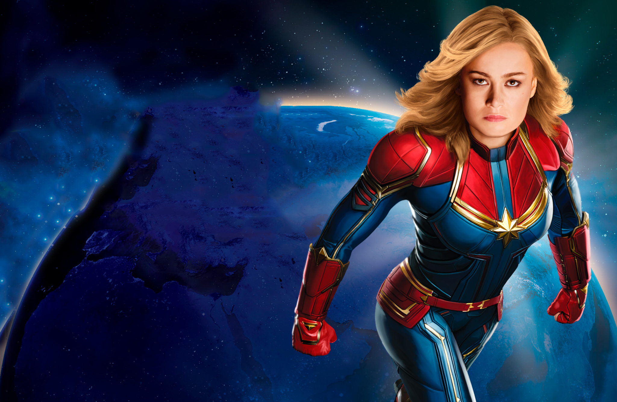 Brie Larson, Captain Marvel, Blonde, Wallpaper, 2050x1340 HD Desktop