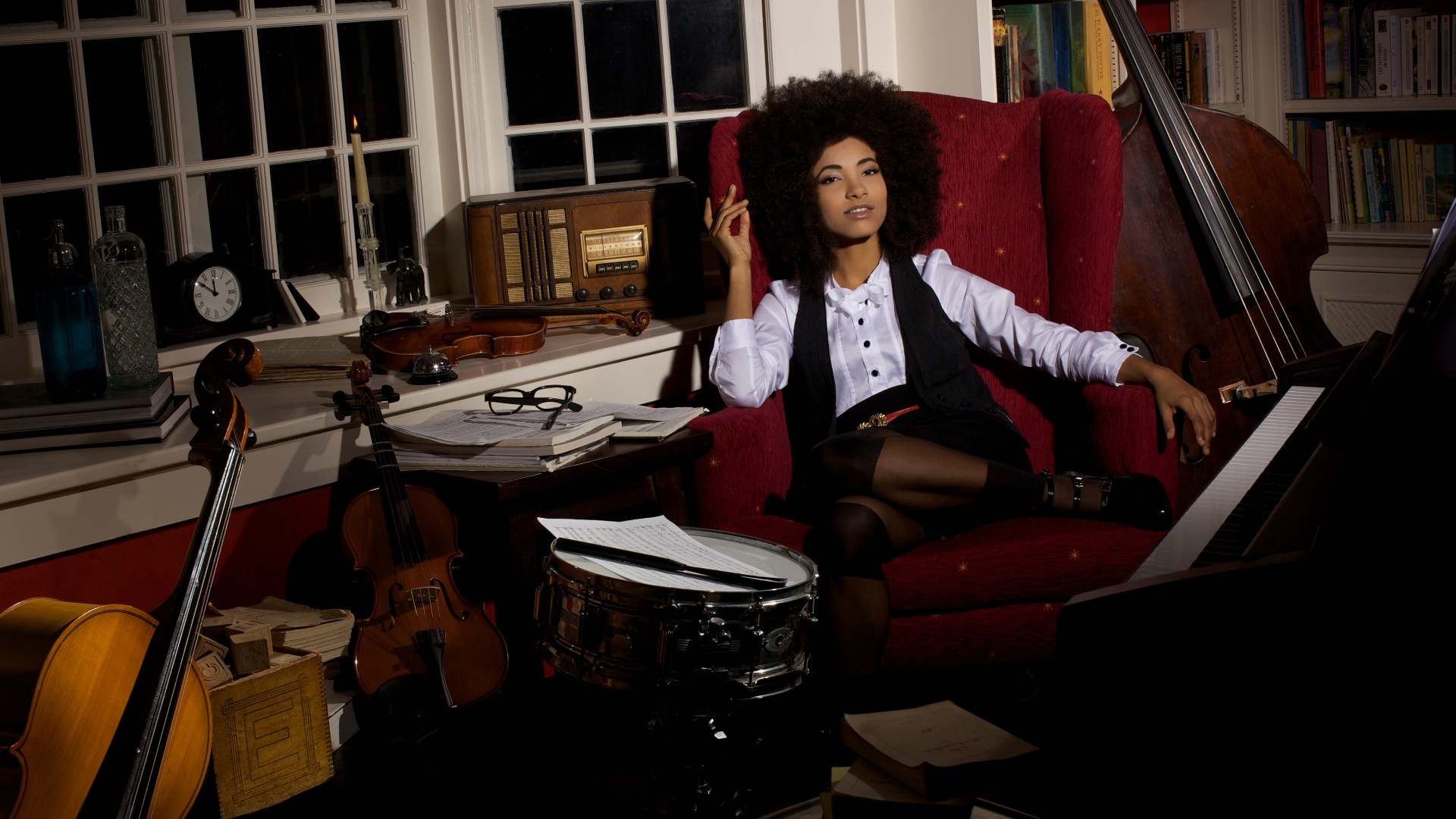 Esperanza Spalding, Fanart, Musical creativity, Visual representation, 1920x1080 Full HD Desktop