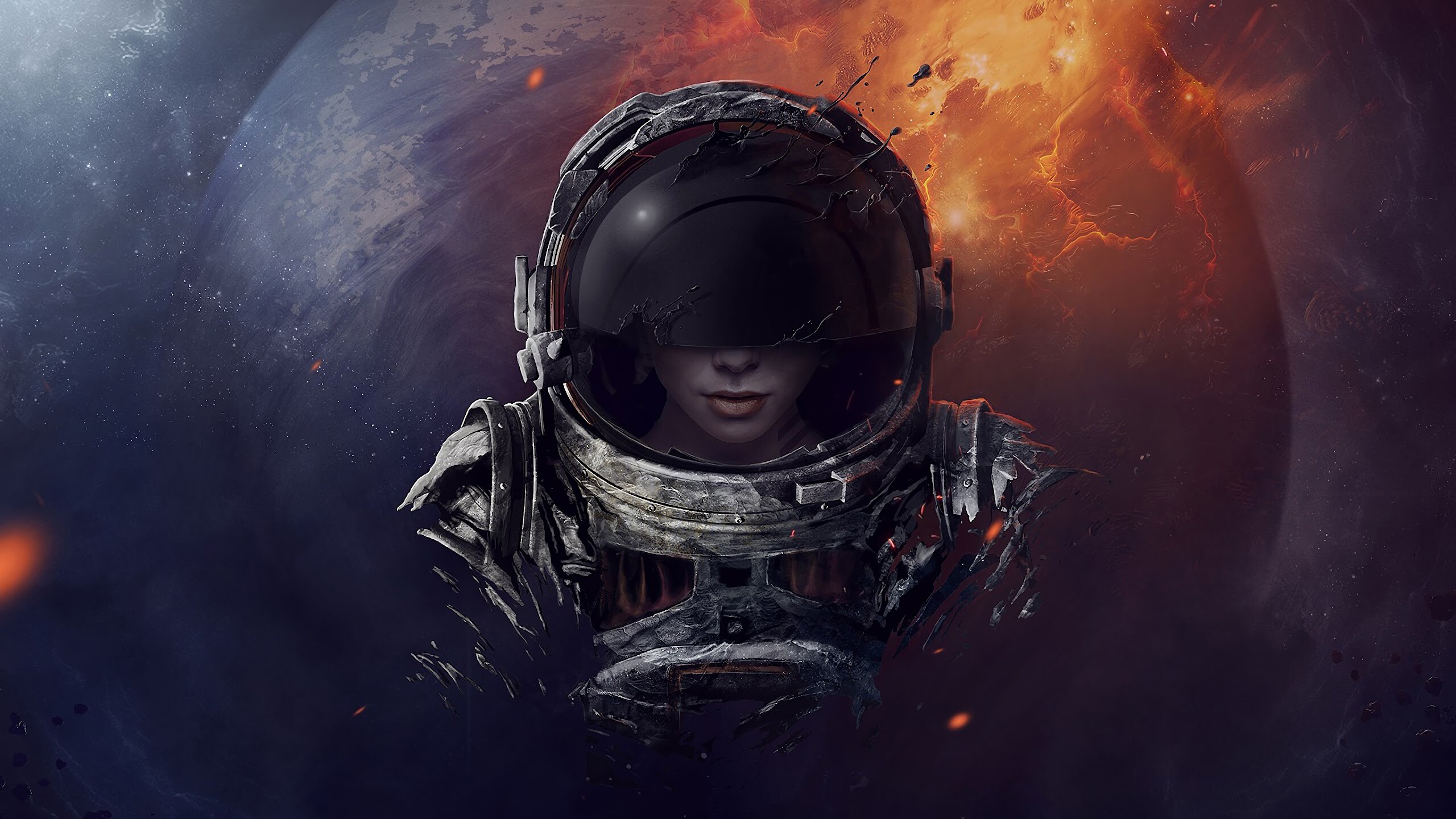 Sci-fi astronaut, Digital art masterpiece, Cosmic adventures, Futuristic exploration, 2560x1440 HD Desktop