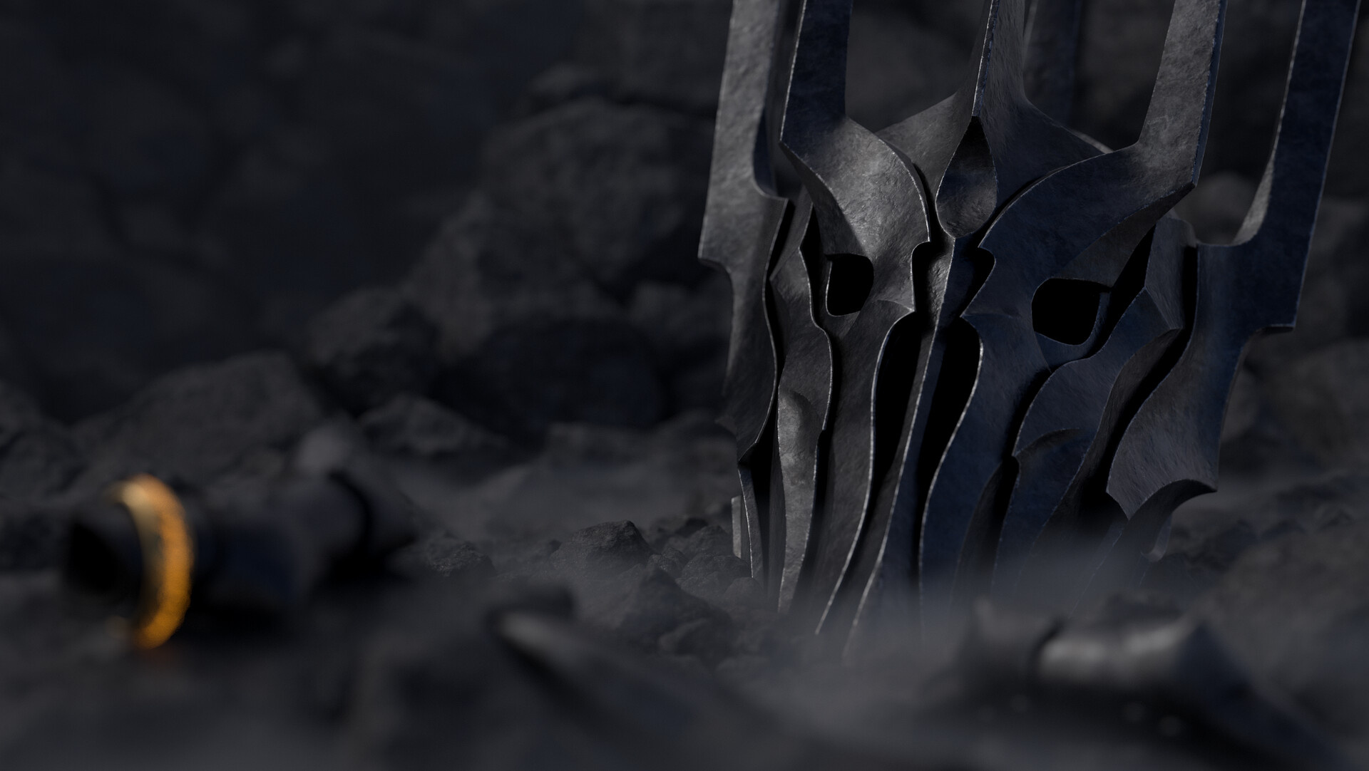 Sauron, LOTR helmet, ArtStation WIP, 1920x1090 HD Desktop