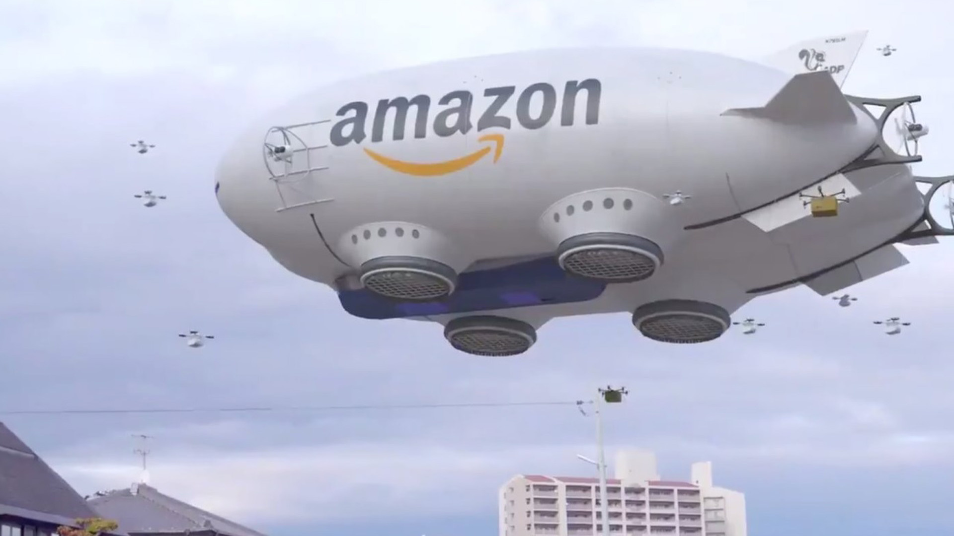 Falso video del dirigible, Amazon drones repartidores, Infobae, 1920x1080 Full HD Desktop