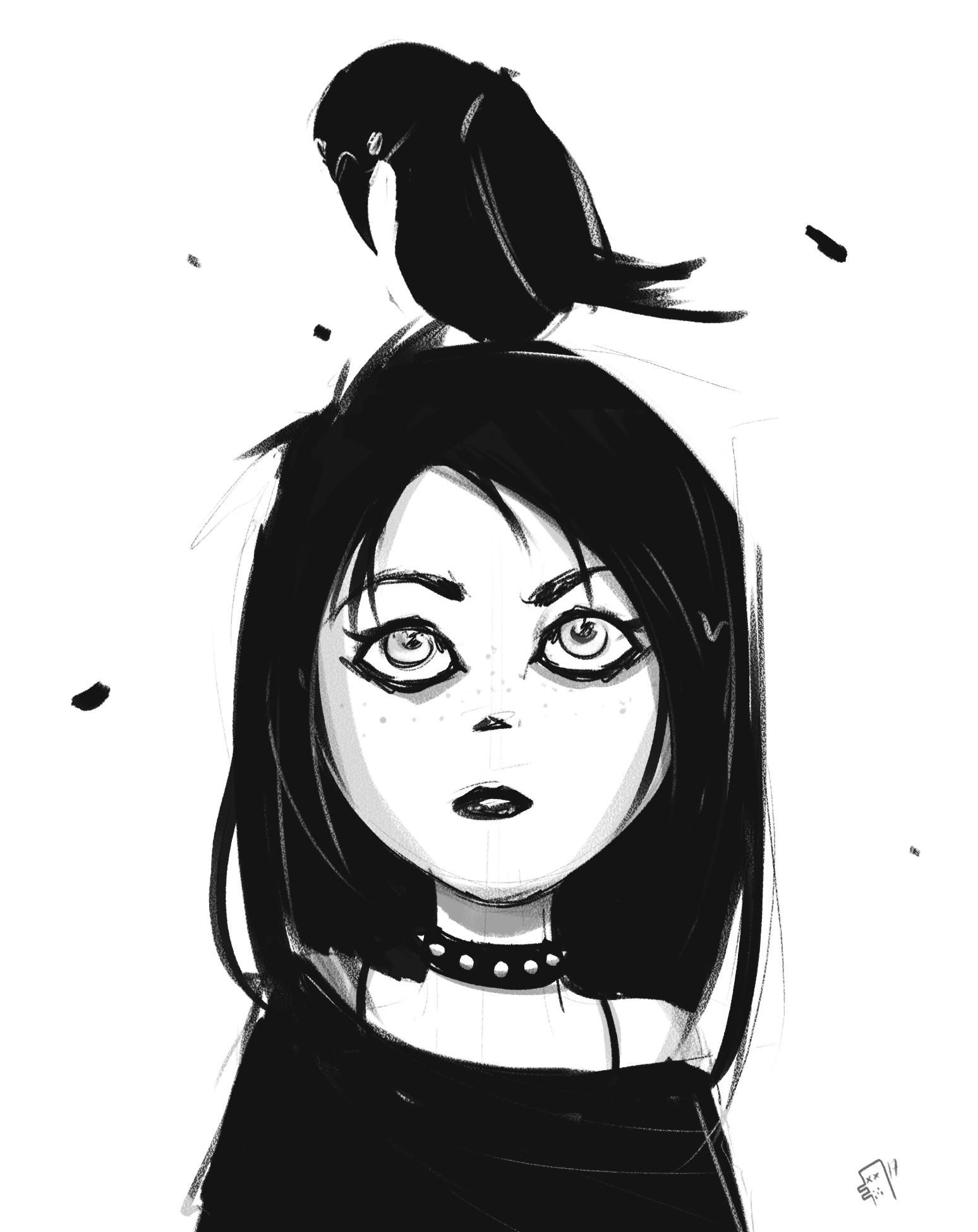 Goth girl sketch, Cute goth girl, Artistic illustration, Unique style, 1550x1950 HD Phone