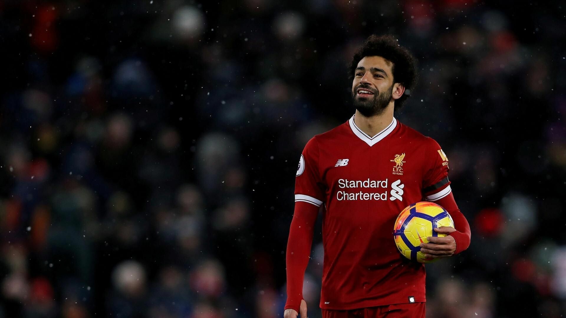 Mohamed Salah, Top-notch background, High-resolution image, Salah's charisma, 1920x1080 Full HD Desktop