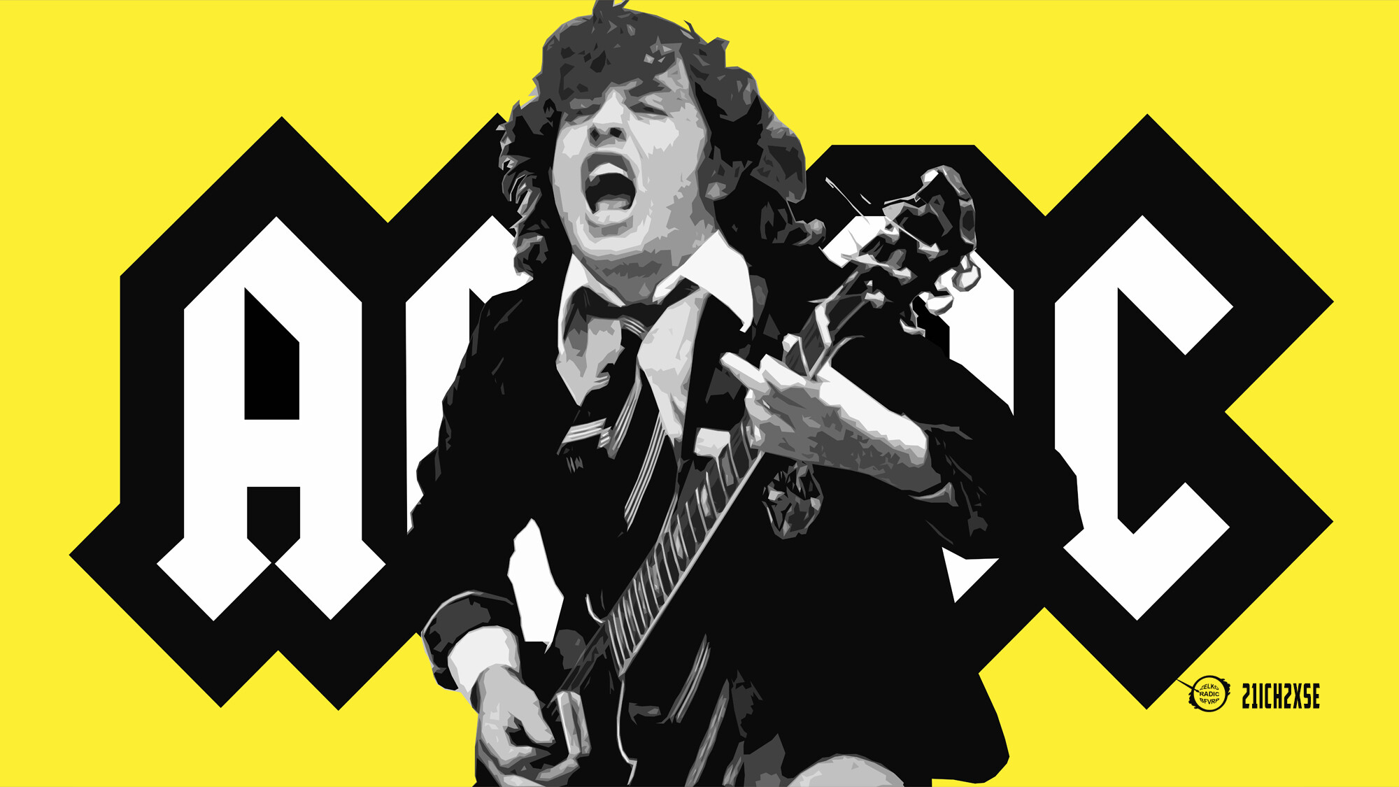 AC/DC, Angus Young, band members, rock music, 2000x1130 HD Desktop