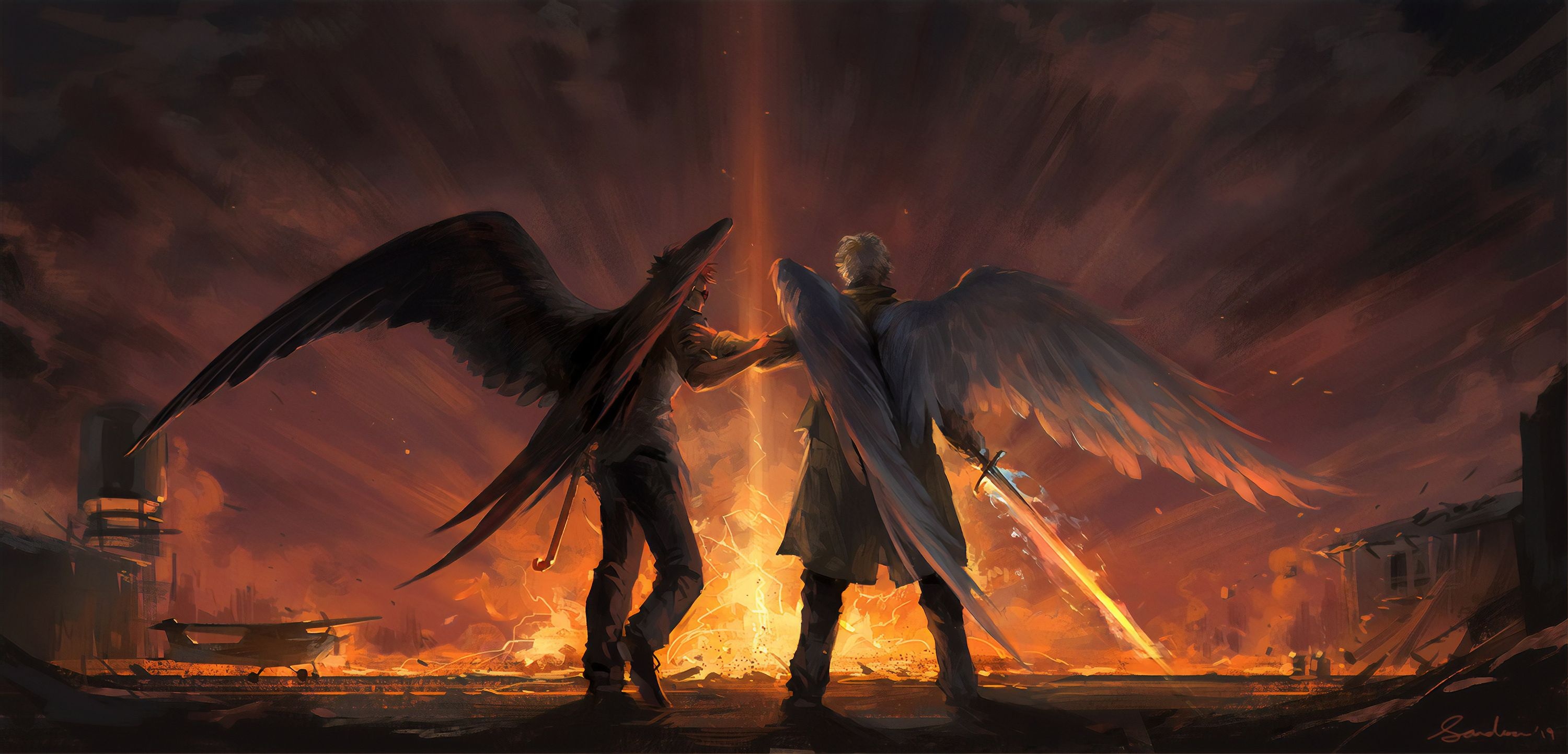 Good Omens series, Top wallpapers, Stunning backgrounds, 3000x1450 Dual Screen Desktop