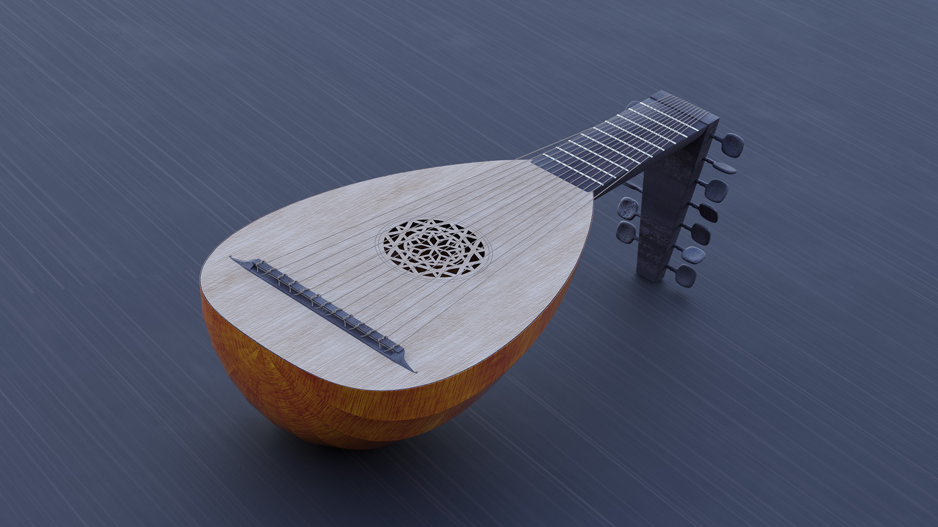 Lute 3D model, Alexis Brusl portfolio, Stunning design, Virtual artwork, 1920x1080 Full HD Desktop