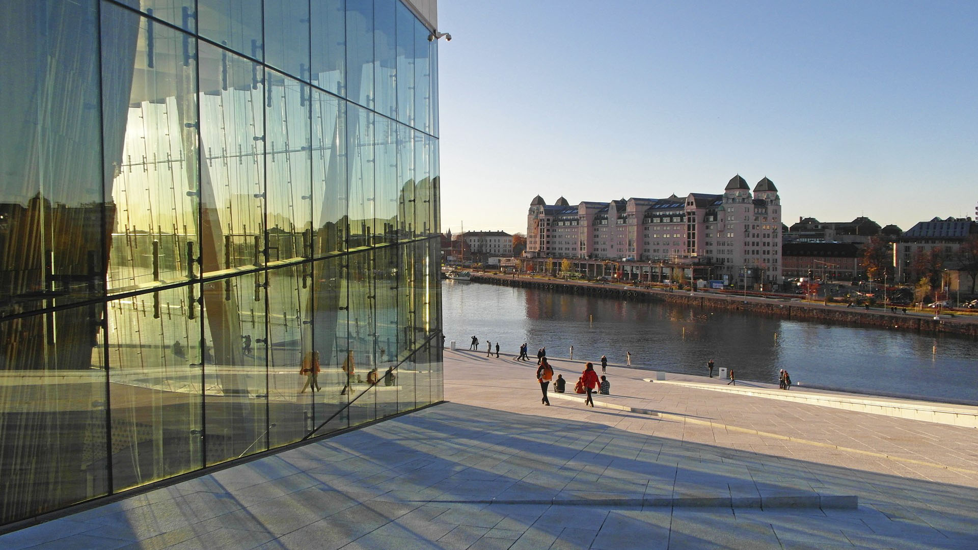 Oslo Opera House, Hafenpromenade, Coastal stroll, Norwegian charm, 1920x1080 Full HD Desktop