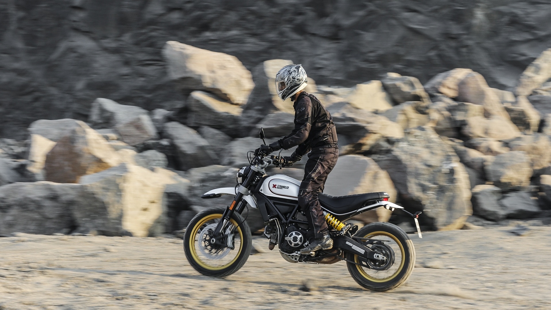 Ducati Scrambler Desert Sled, Vibrant colors, Stylish design, Eye-catching aesthetics, 1920x1080 Full HD Desktop