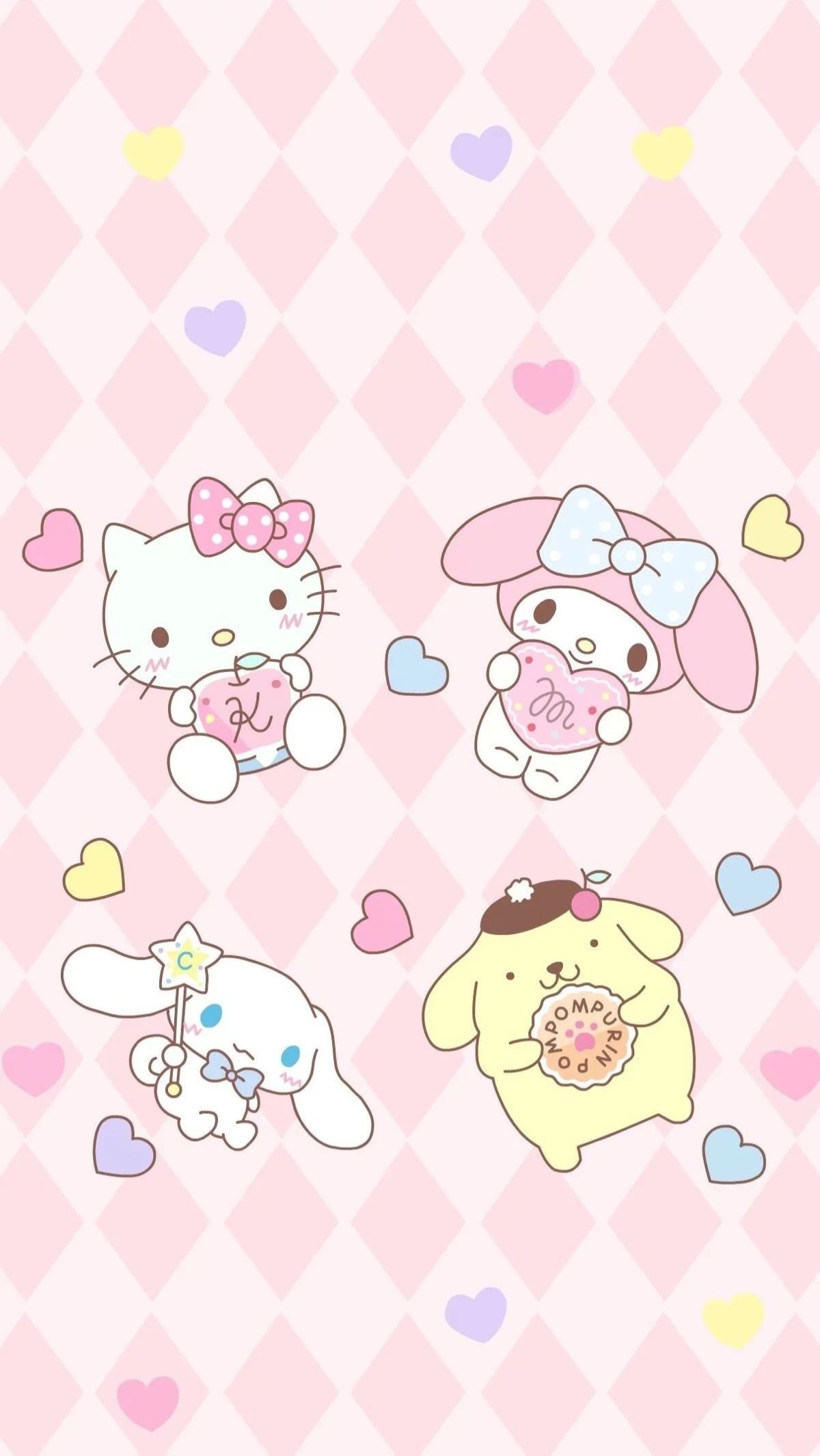 Pompompurin and My Melody, Hello Kitty and Friends Wallpaper, 1200x2140 HD Phone