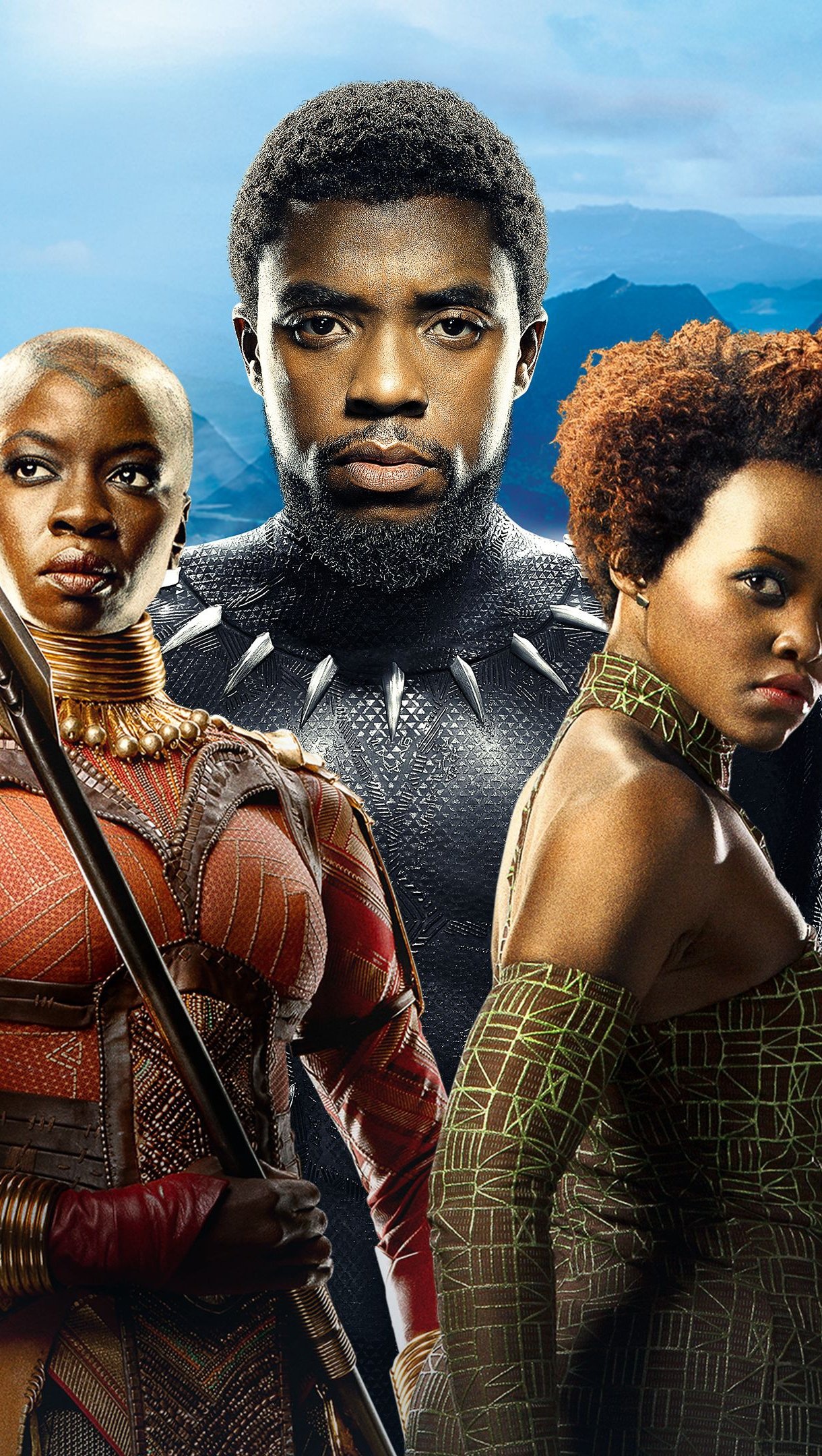 T’Challa, Okoye and Nakia, Black Panther Wallpaper, 1220x2160 HD Phone