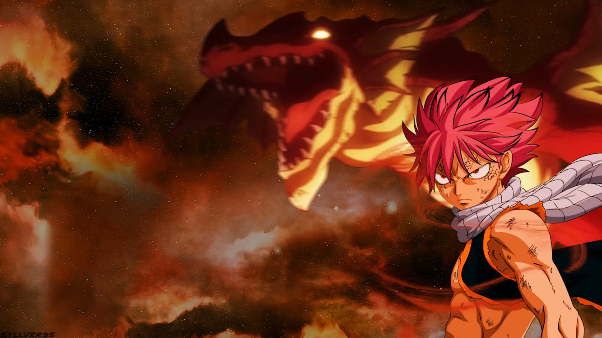 Igneel, Fairy Tail render, Mysterious aura, Artistic interpretation, 1920x1080 Full HD Desktop