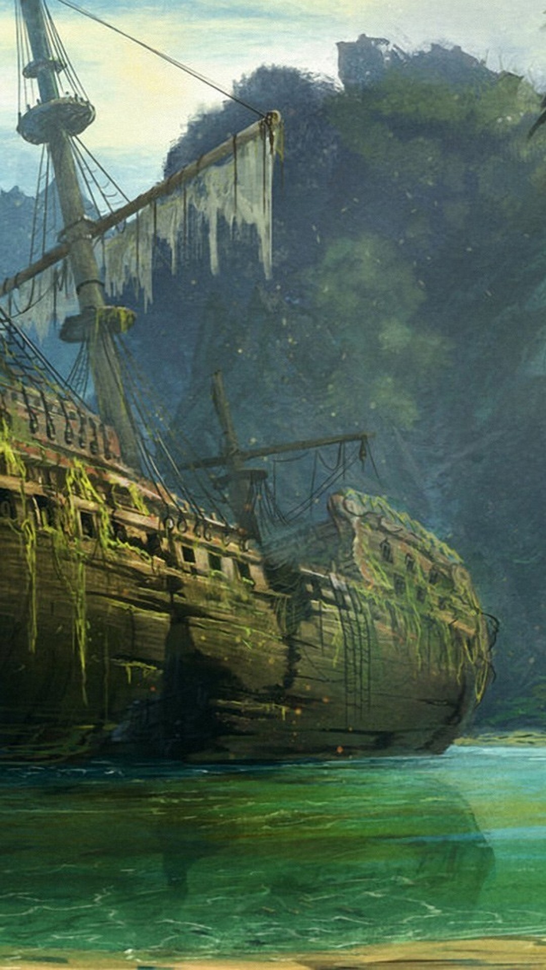 Ghost Ship, 3D iPhone wallpaper, Fantasy realms, Immersive experience, 1080x1920 Full HD Phone