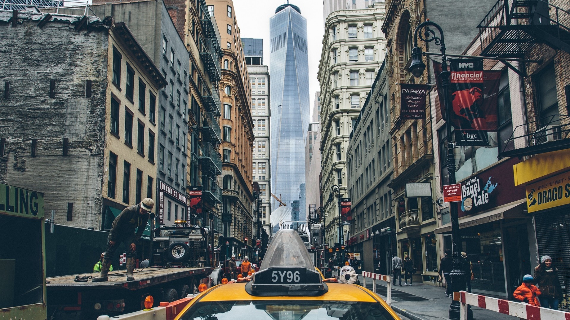 City street wallpaper, New York Cityscape, One World Trade Center, Urban infrastructure, 1920x1080 Full HD Desktop