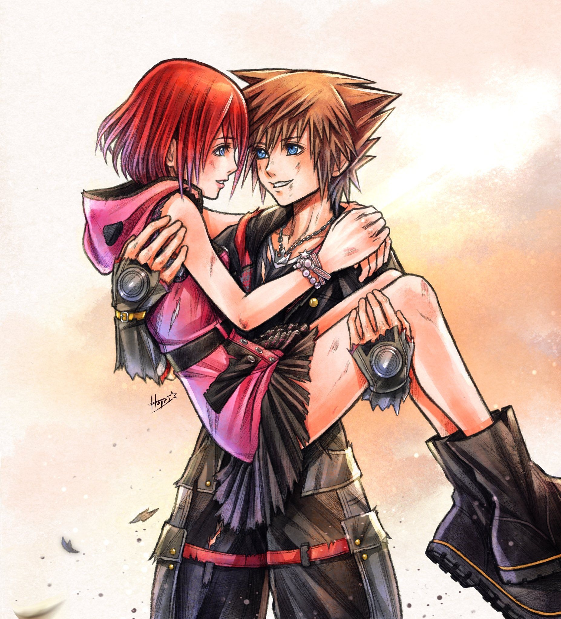 Sora x Kairi, Kingdom Hearts love, Heartwarming moments, Keyblade heroes, 1860x2050 HD Phone