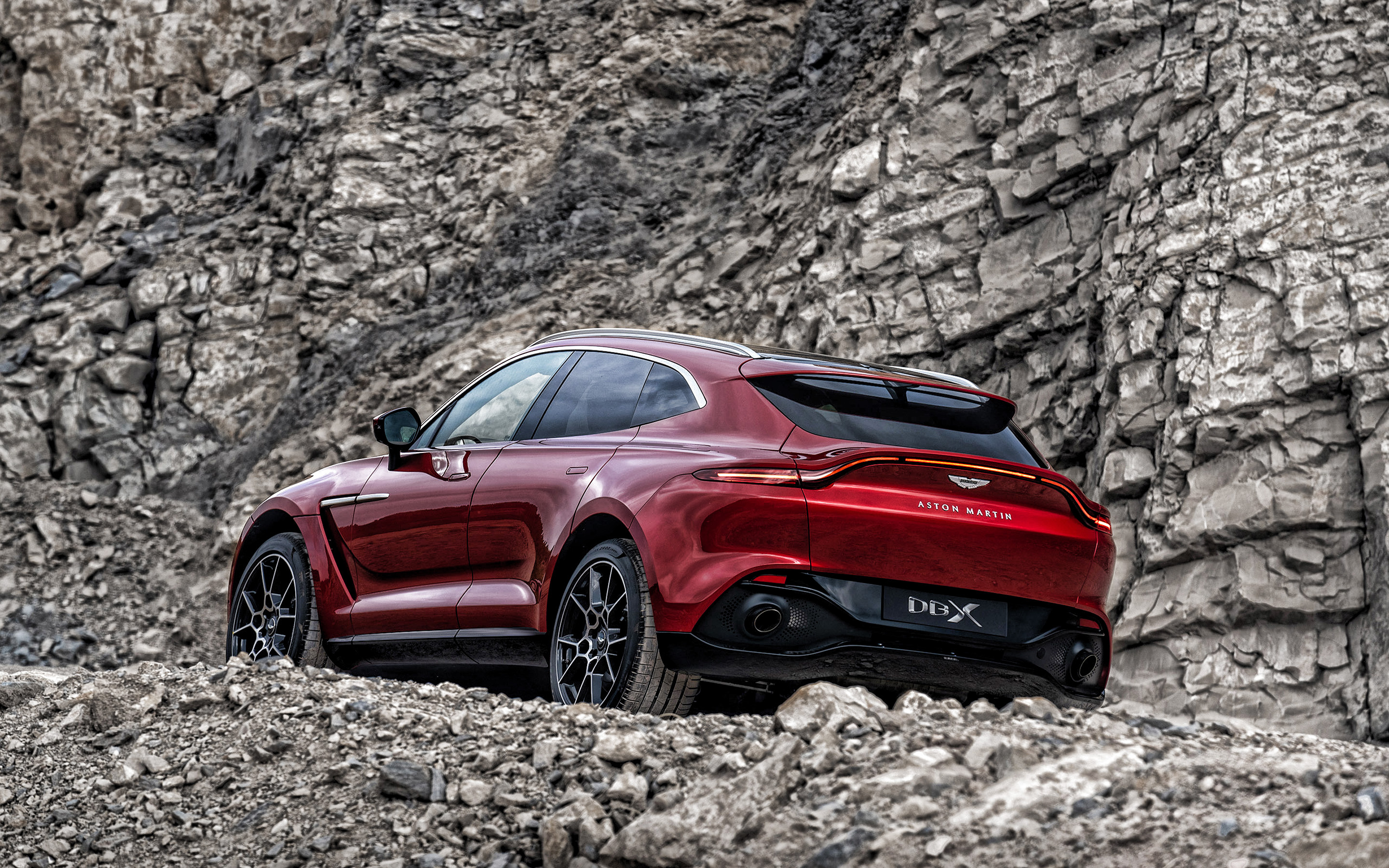 Aston Martin DBX, Red beauty, High-quality rear view, Iconic British car, 2880x1800 HD Desktop