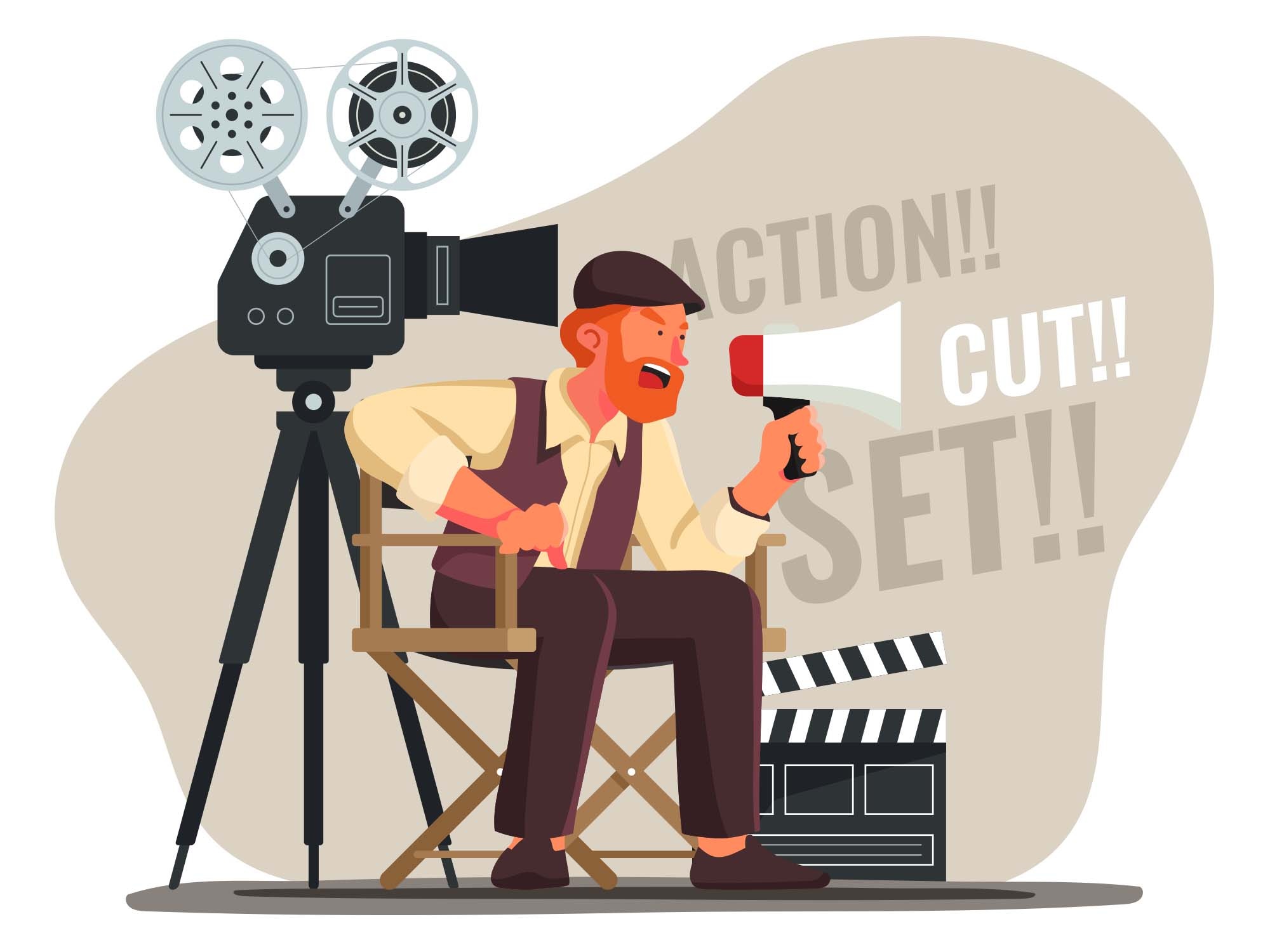 Director's role, Vectorized illustration, Filmmaking element, Artistic portrayal, 2000x1500 HD Desktop