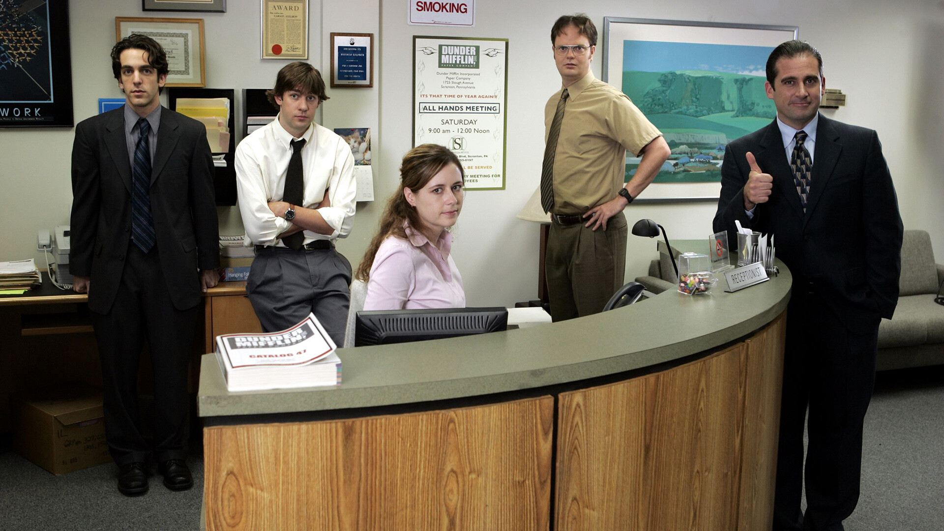 The Office US HD Wallpaper, Iconic Comedy Series, Office Shenanigans, Desktop Nostalgia, 1920x1080 Full HD Desktop