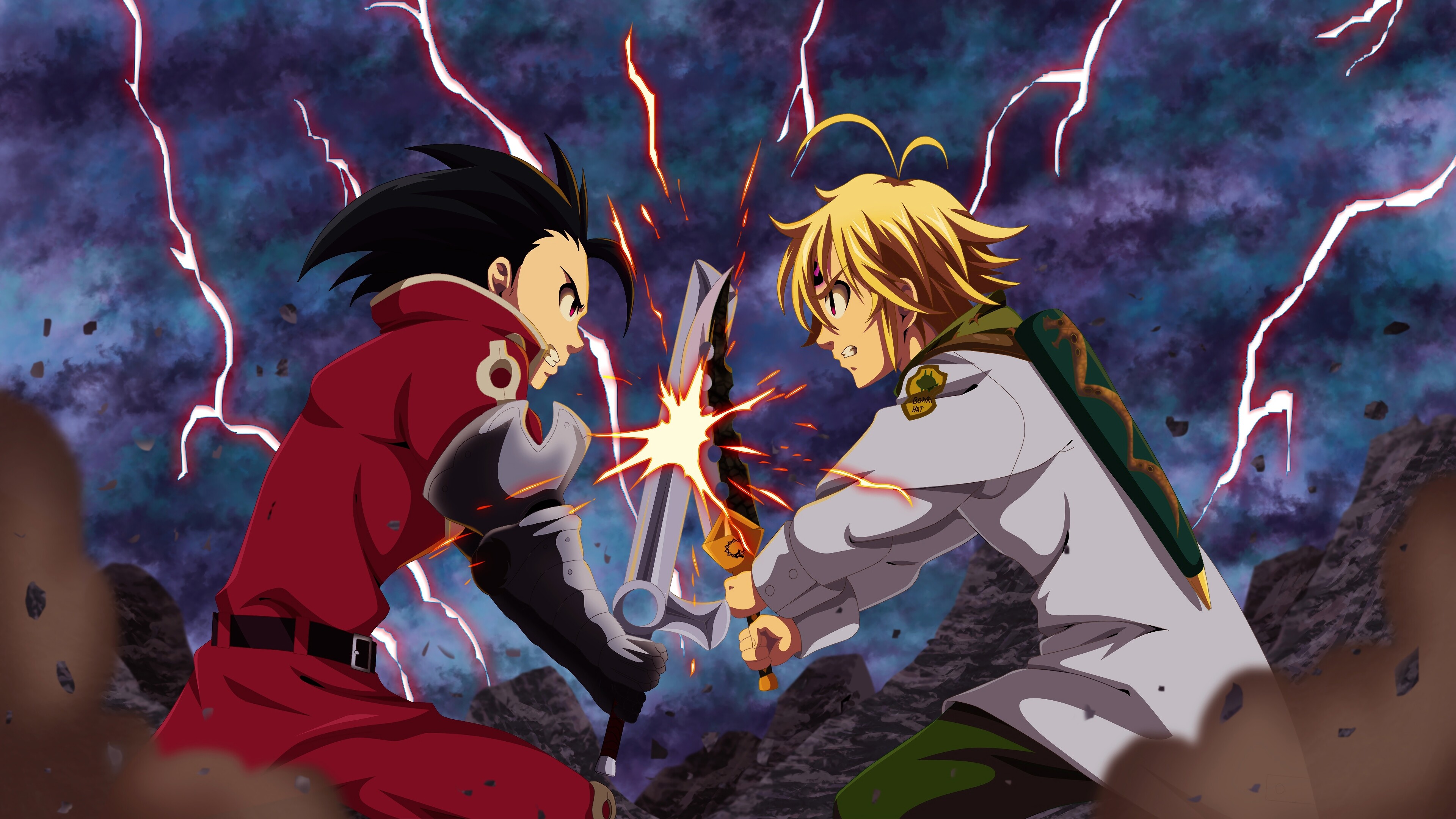 Zeldris vs Meliodas, The Seven Deadly Sins Wallpaper, 3840x2160 4K Desktop