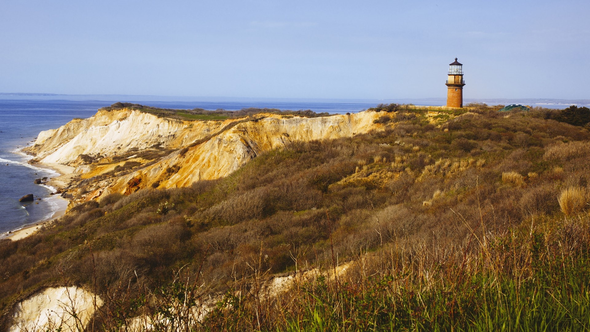 Gay Head Lighthouse, Marthas Vineyard, Aquinnah, Windows 10 spotlight, 1920x1080 Full HD Desktop