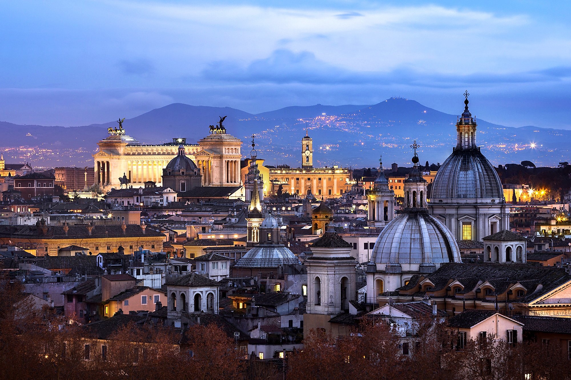 Vatican City Travels, Rome Italy, Panoramic skyline, Evening lights, 2000x1340 HD Desktop